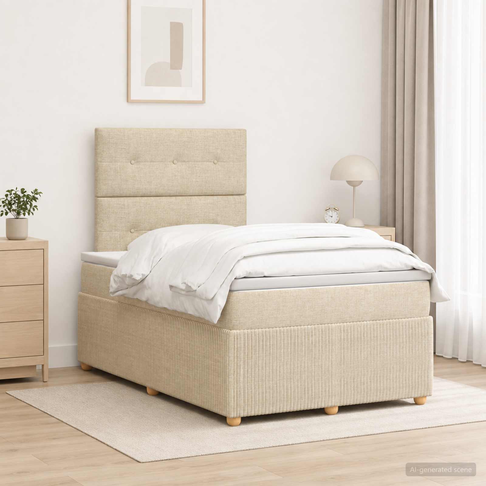 Boxspringbed met matras Crèmekleurig 120 x 200 cm Stof