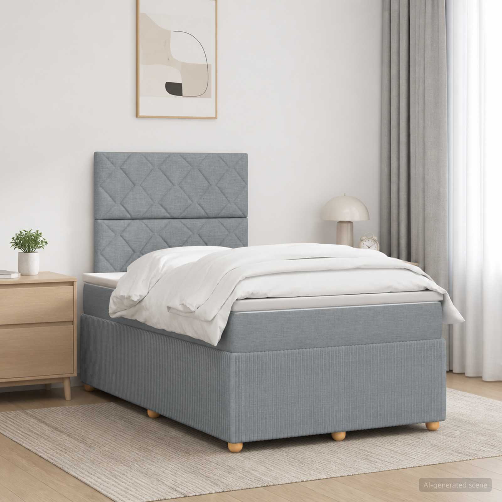 Boxspringbed met matras Lichtgrijs 120 x 200 cm Stof