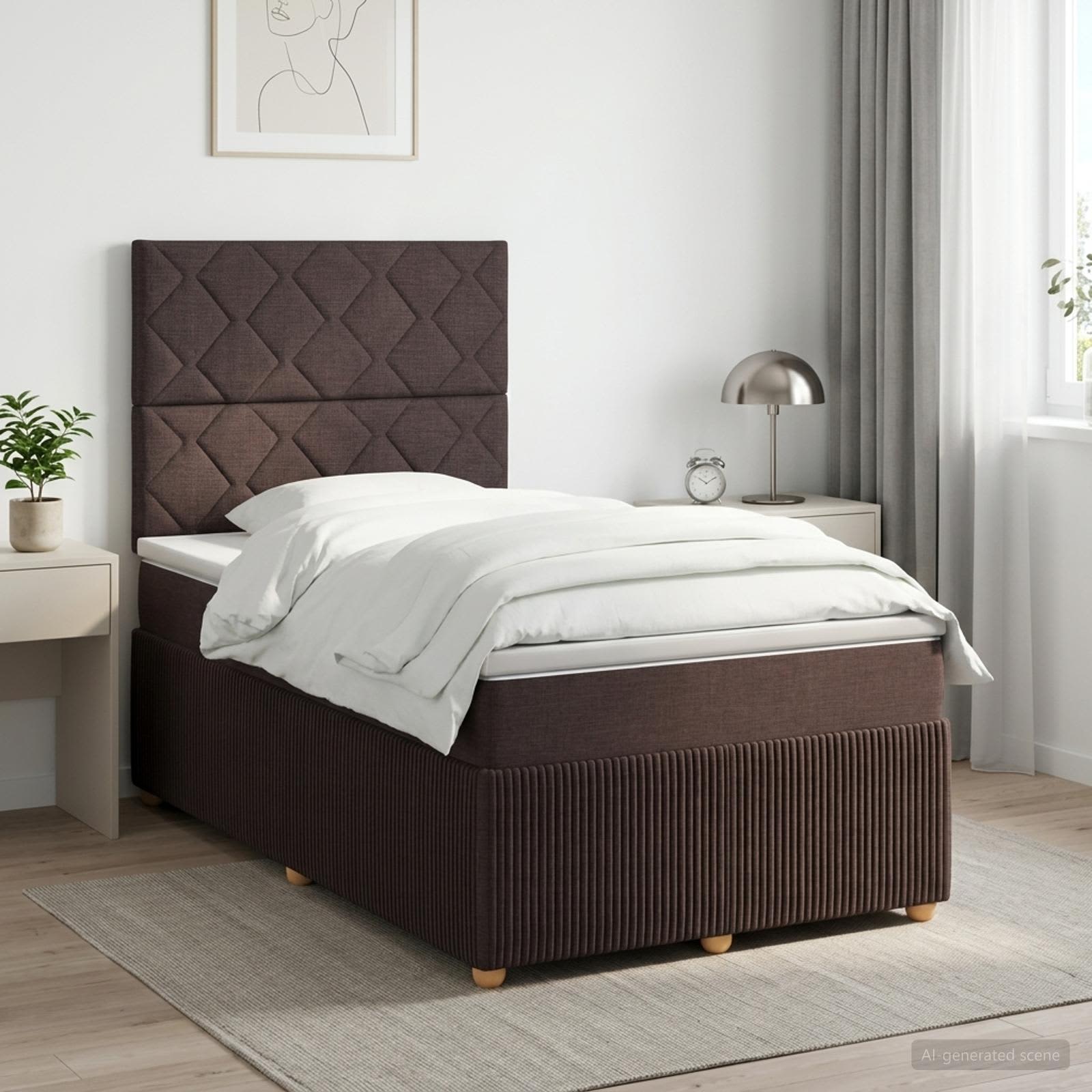 Boxspringbed met matras Donkerbruin 120 x 200 cm Stof