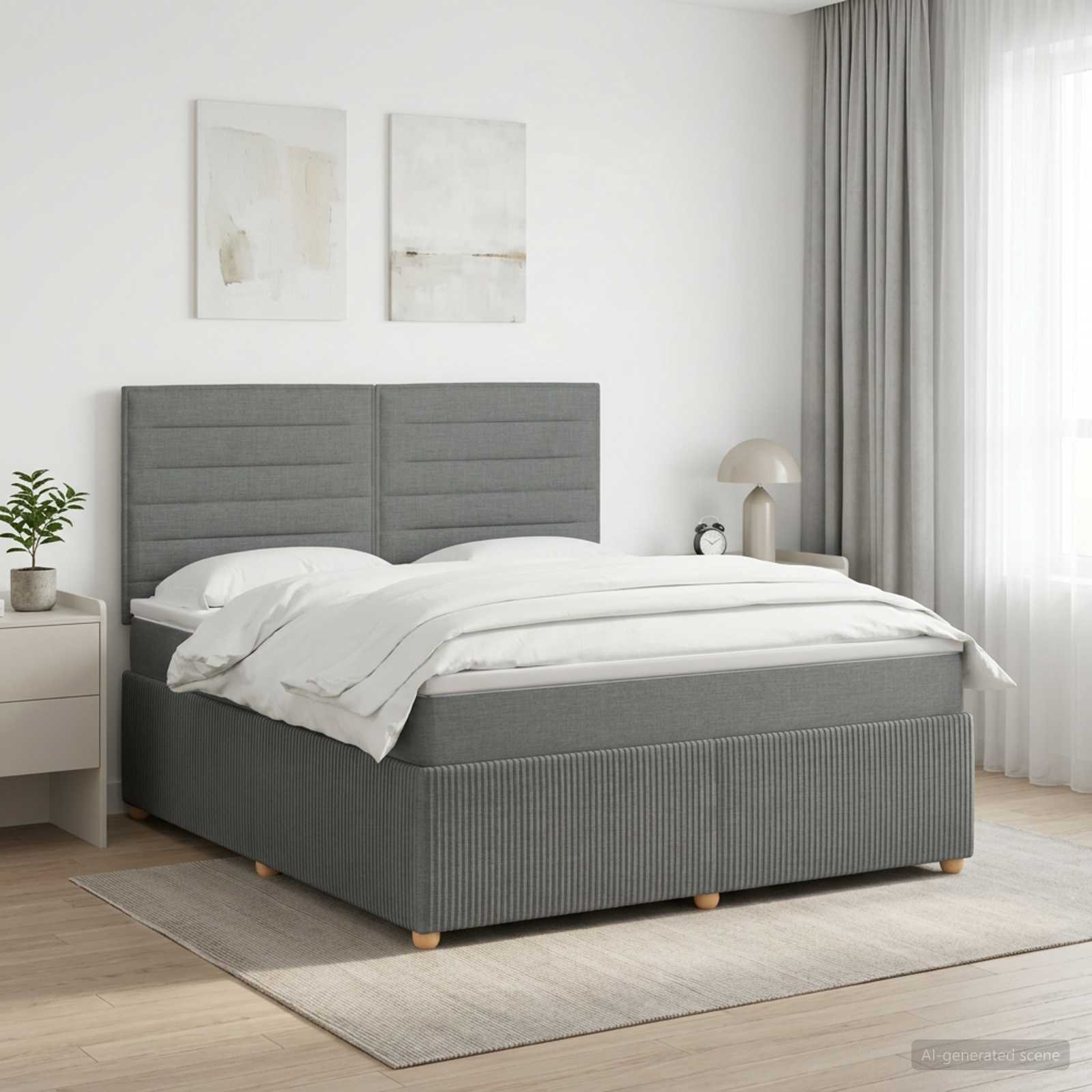 Boxspringbed met matras Donkergrijs 140 x 190 cm Stof