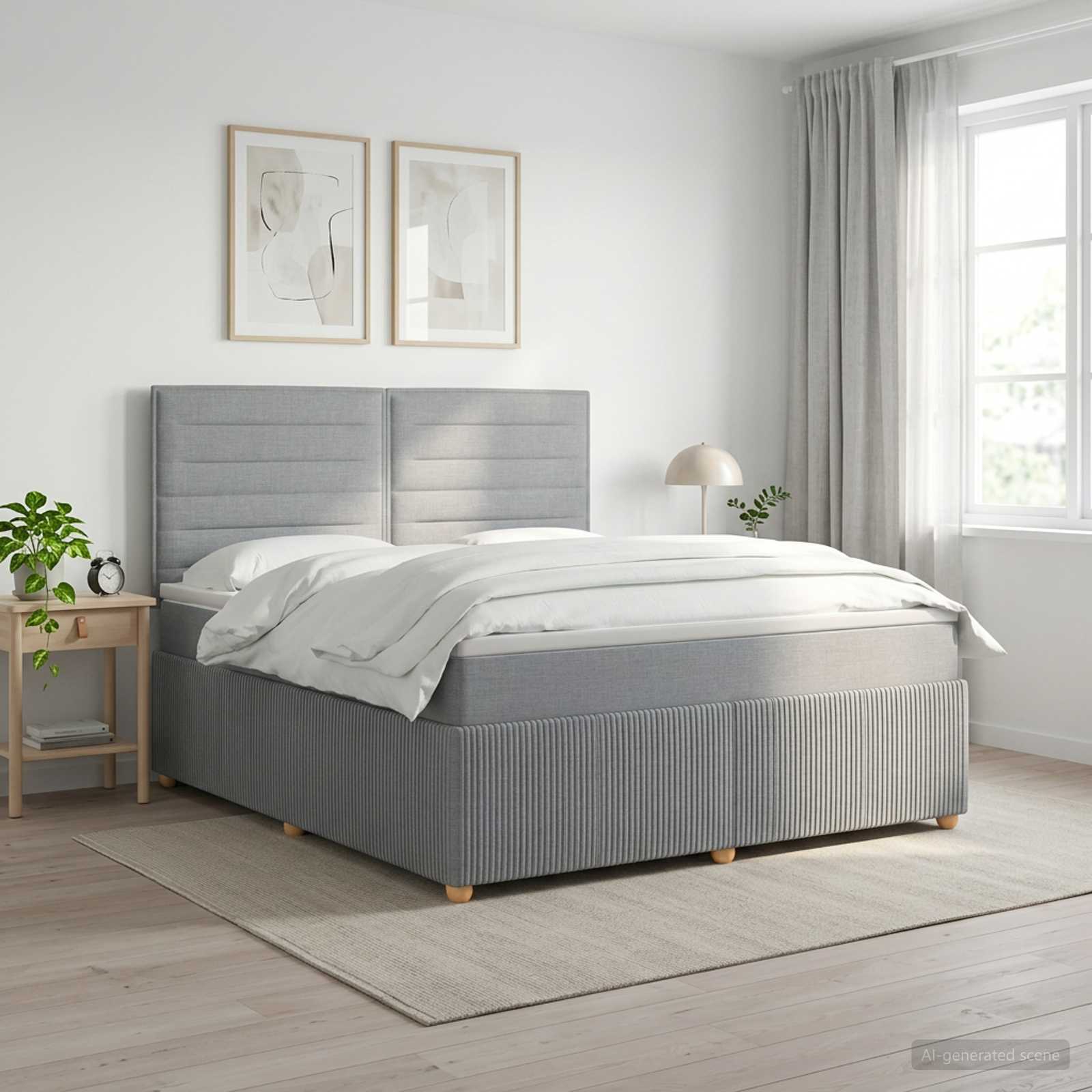 Boxspringbed met matras Lichtgrijs 140 x 200 cm Stof – afbeelding 1