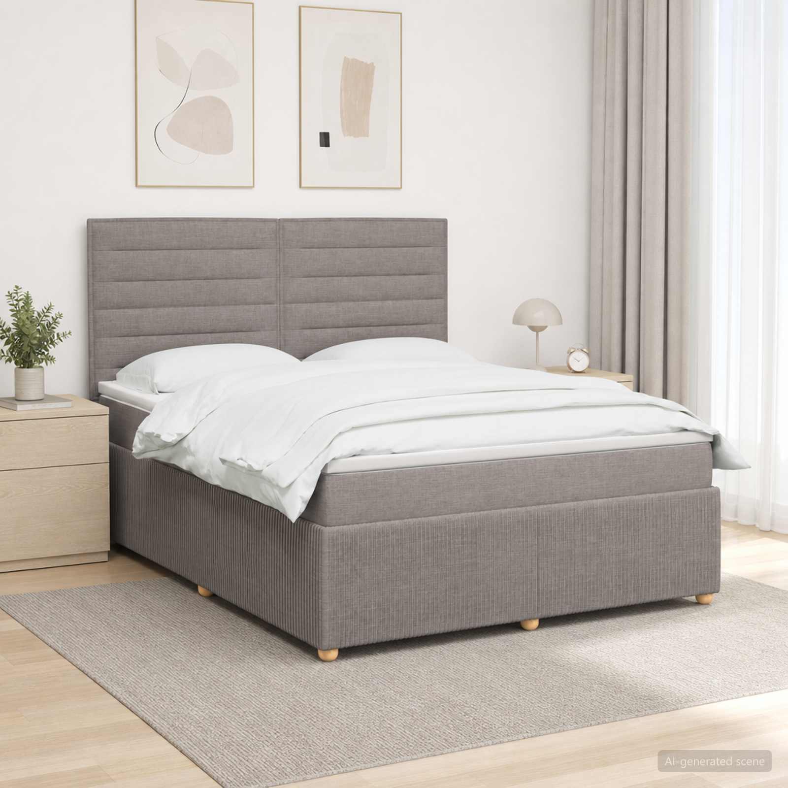 Boxspringbed met matras met hoofdeinde Taupe 140 x 200 cm Stof