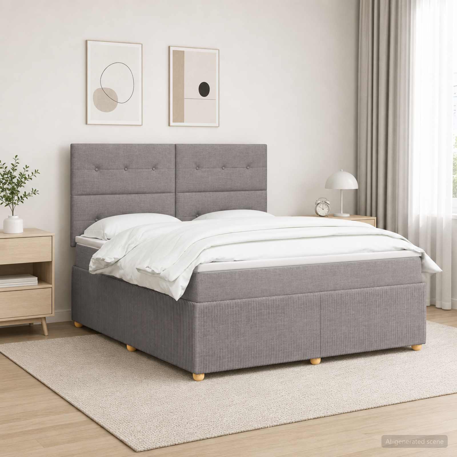 Boxspringbed met matras met hoofdeinde Taupe 140 x 200 cm Stof