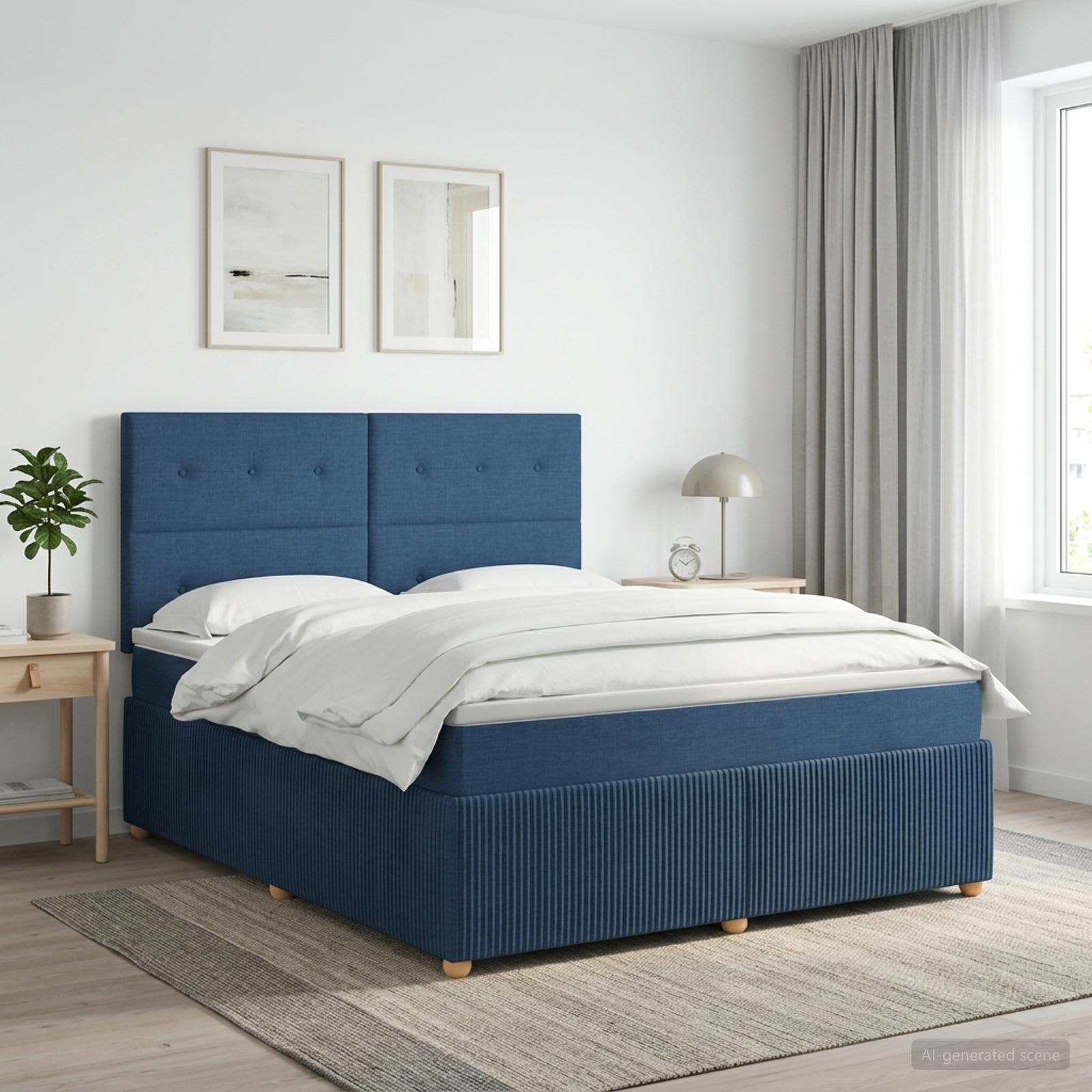 Boxspringbed met matras met hoofdeinde Blauw 140 x 200 cm Stof
