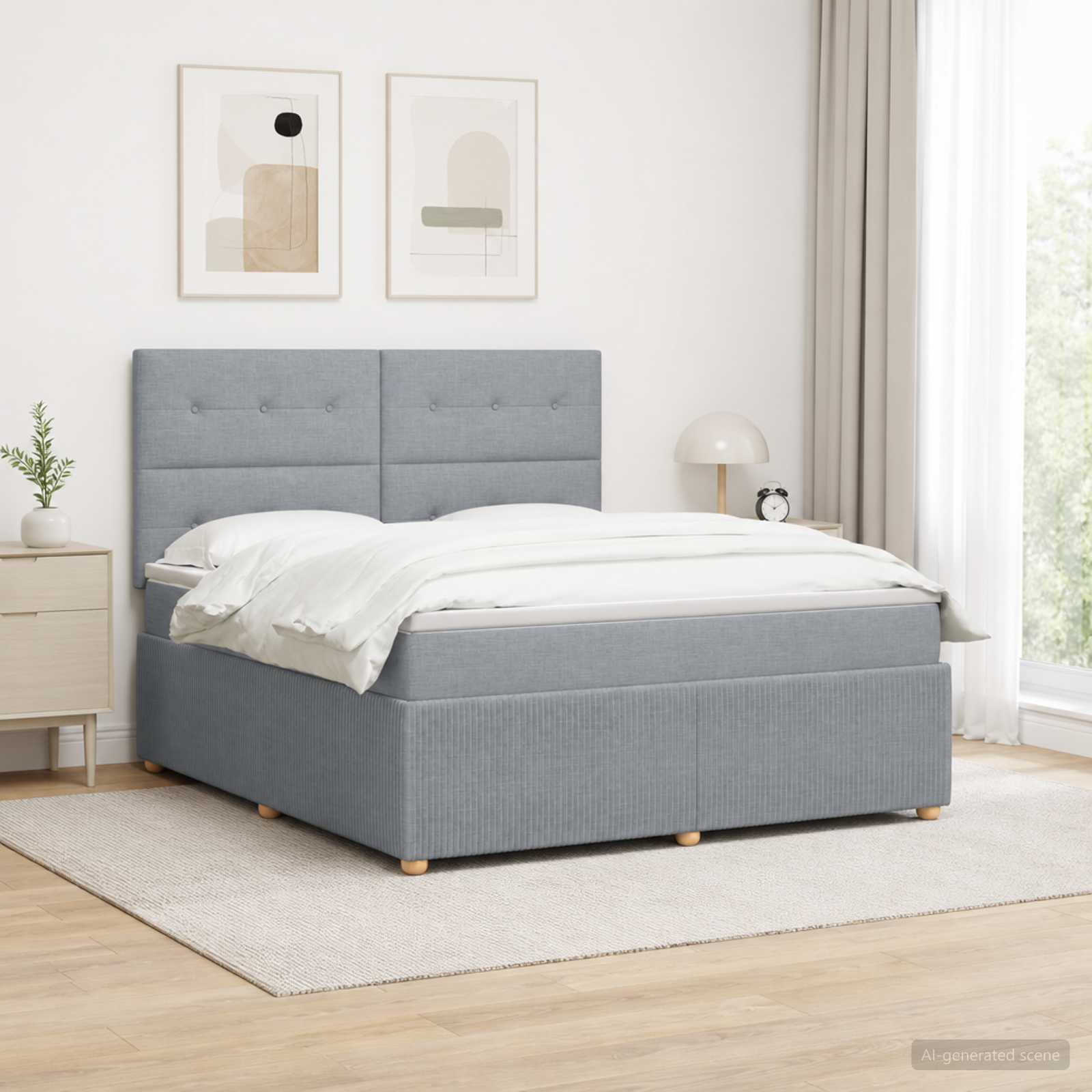 Boxspringbed met matras Lichtgrijs 160 x 200 cm Stof