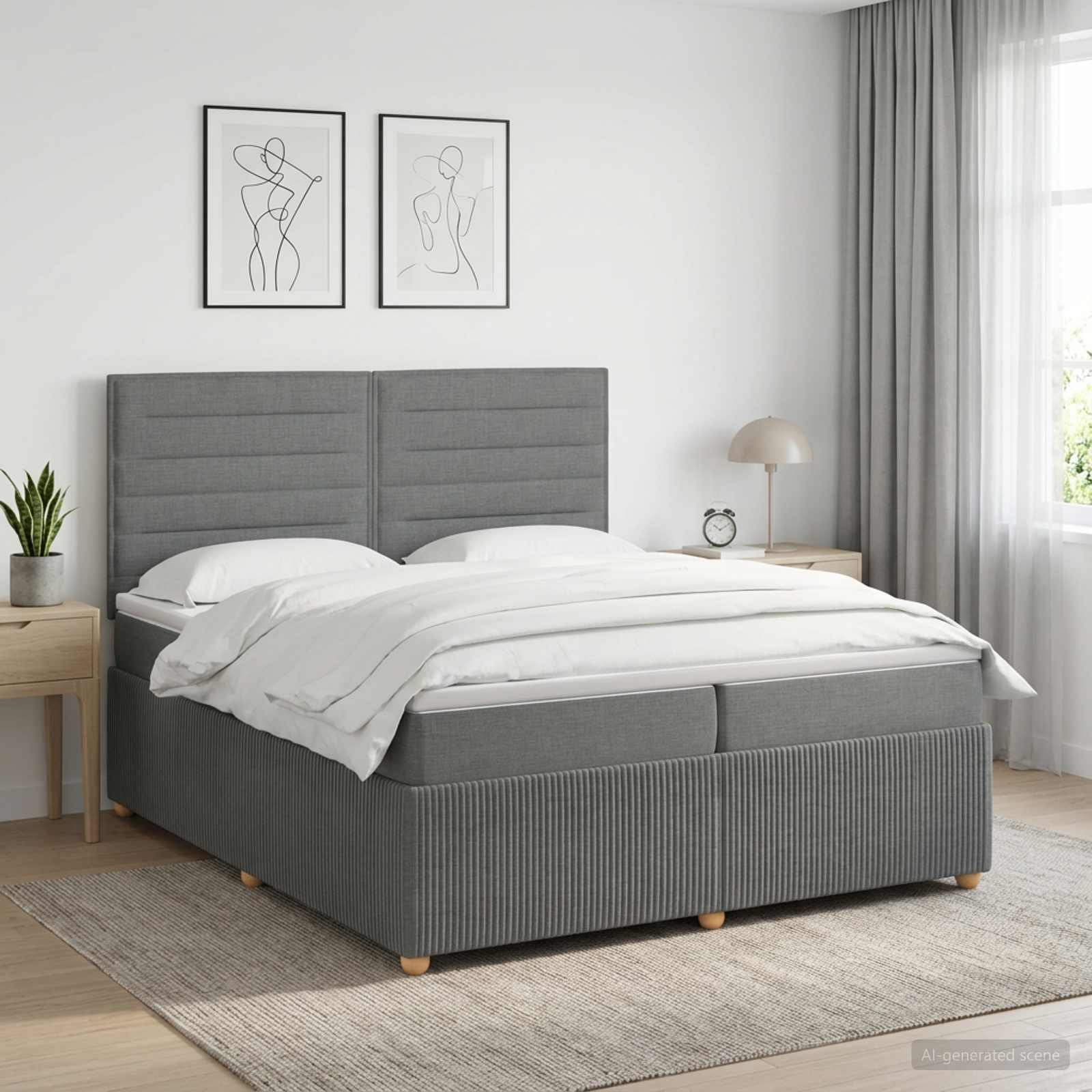Boxspringbed met matras Donkergrijs 200 x 200 cm Stof
