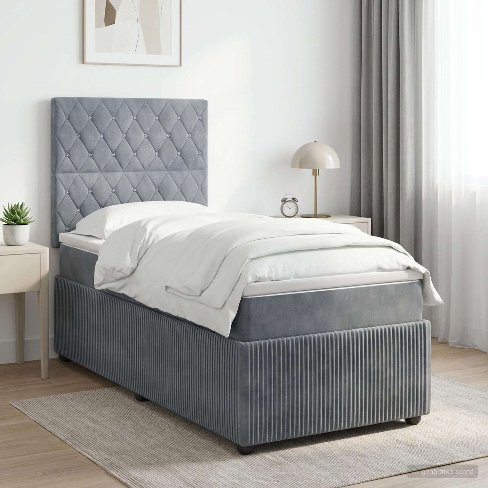 Boxspringbed met matras Donkergrijs 90 x 190 cm Fluweel