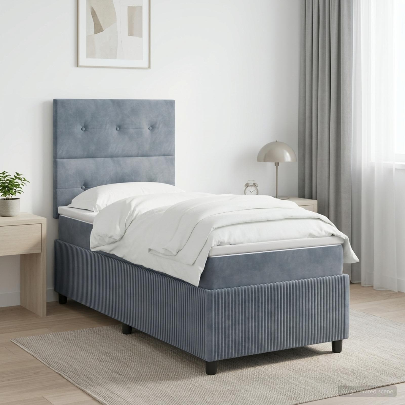Boxspringbed met matras Donkergrijs 90 x 190 cm Fluweel