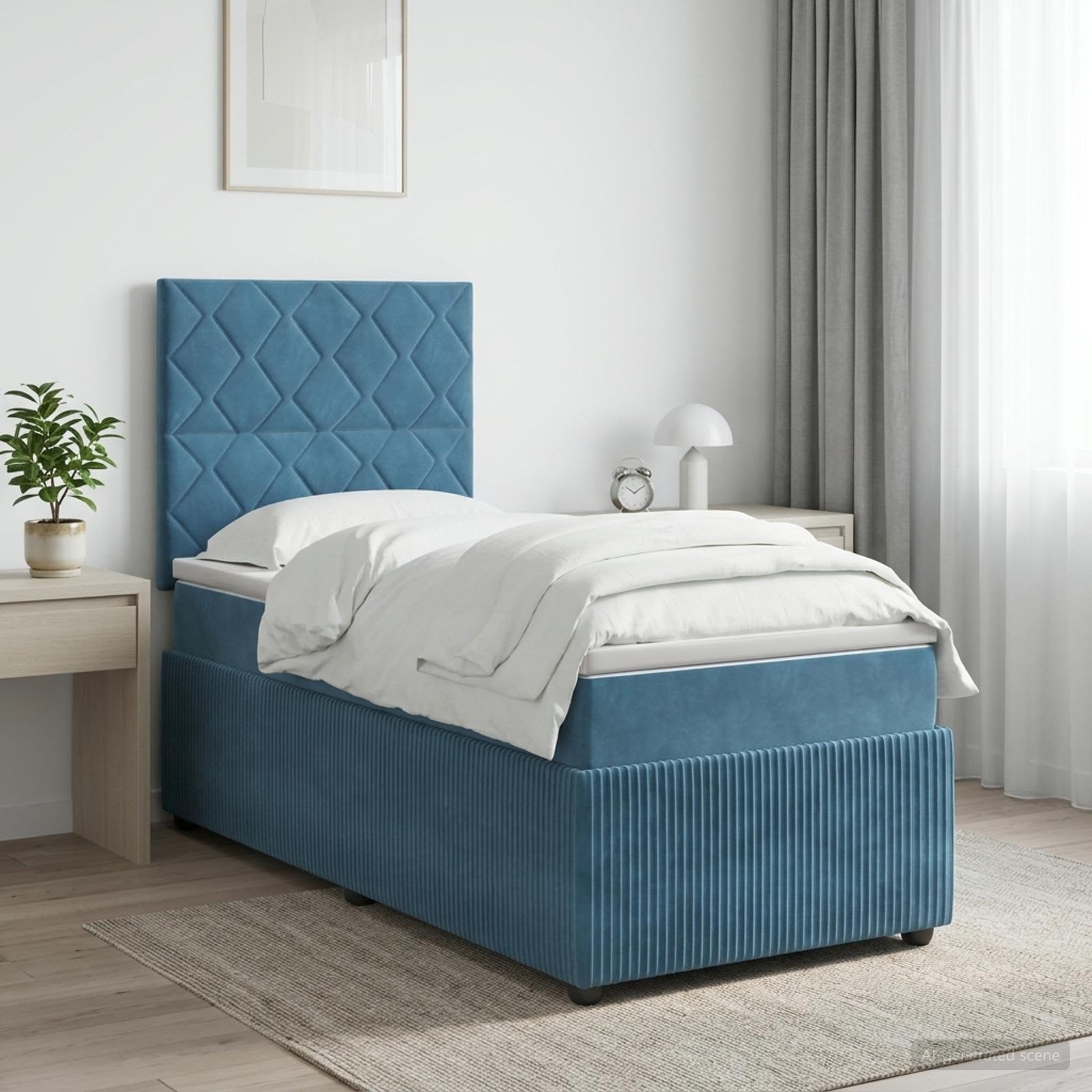 Boxspringbed met matras Blauw 90 x 190 cm Fluweel