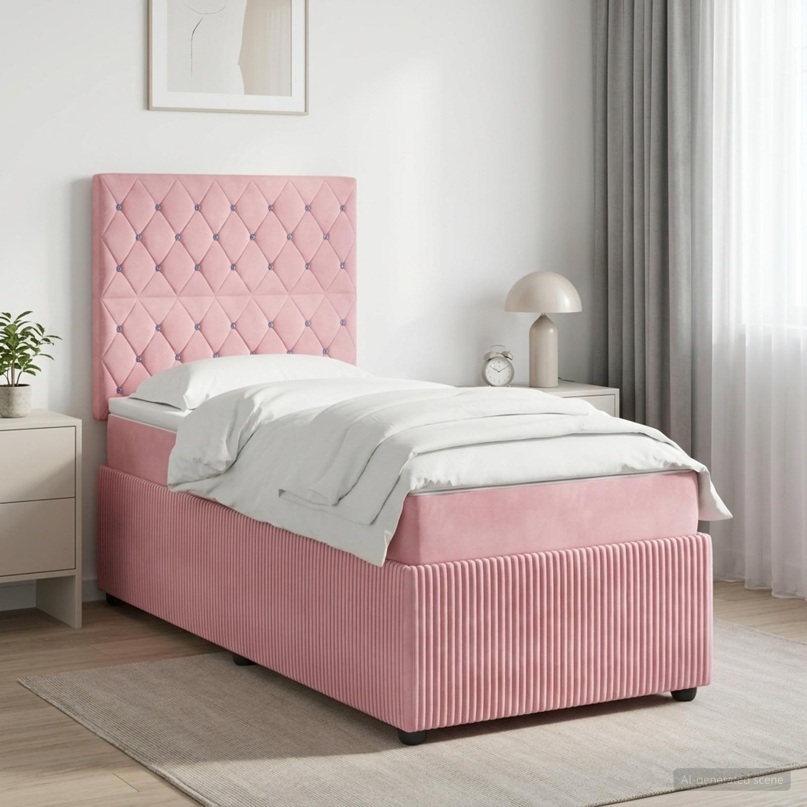 Boxspringbed met matras met hoofdeinde Roze 90 x 200 cm Fluweel
