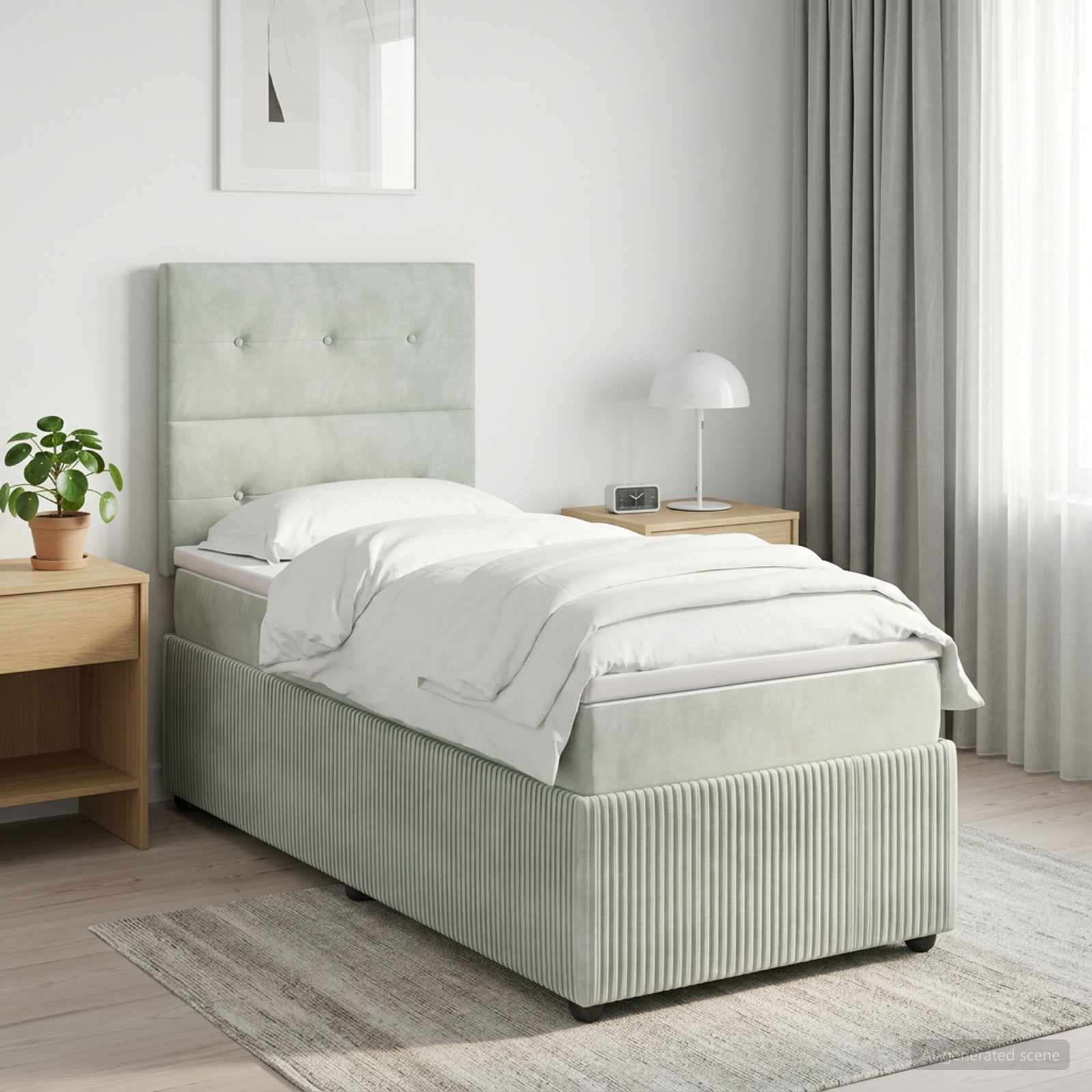 Boxspringbed met matras Lichtgrijs 90 x 200 cm Fluweel
