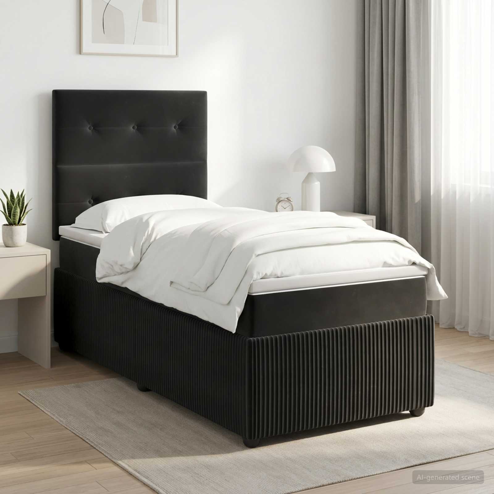Boxspringbed met matras Zwart 90 x 200 cm Fluweel