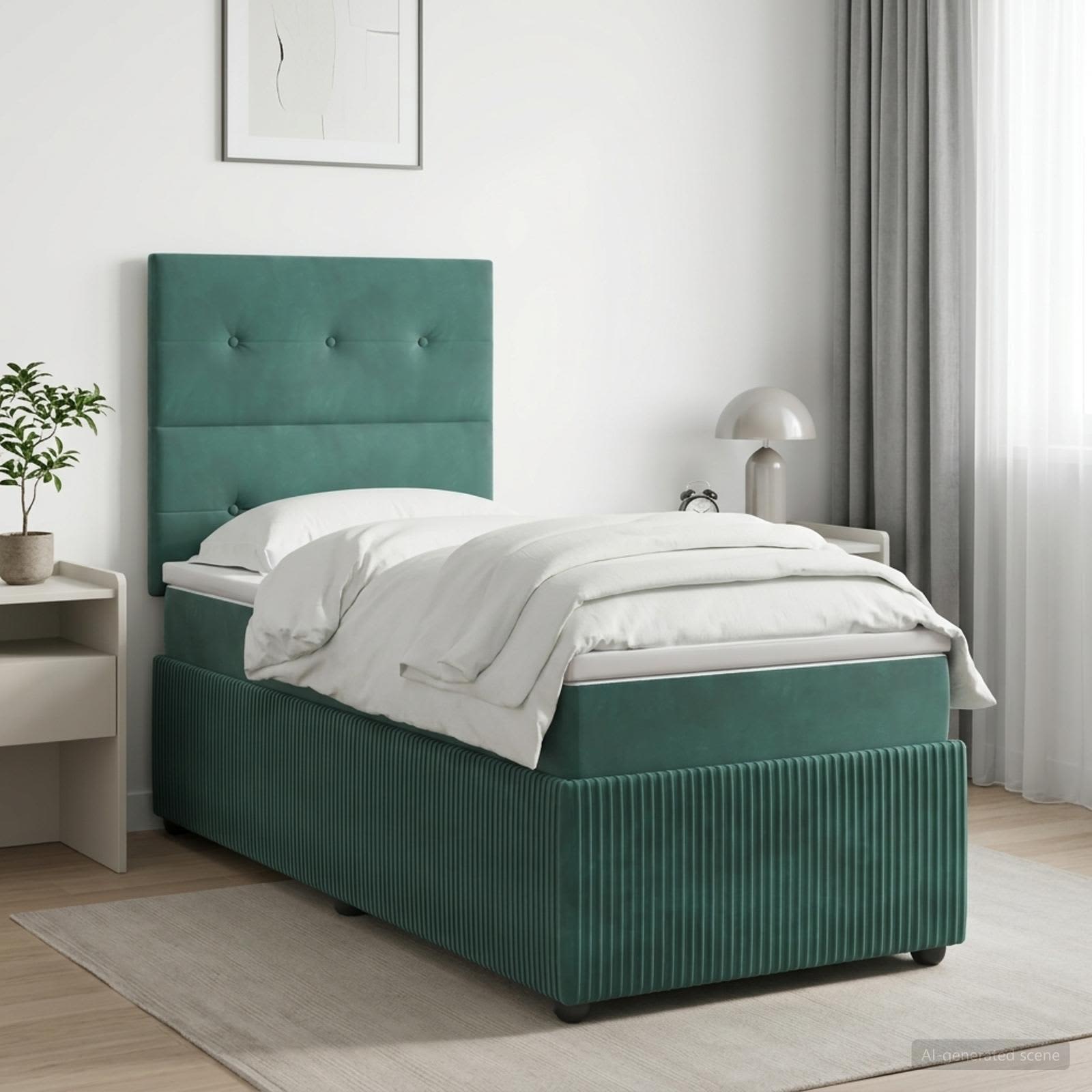 Boxspringbed met matras Donkergroen 90 x 200 cm Fluweel