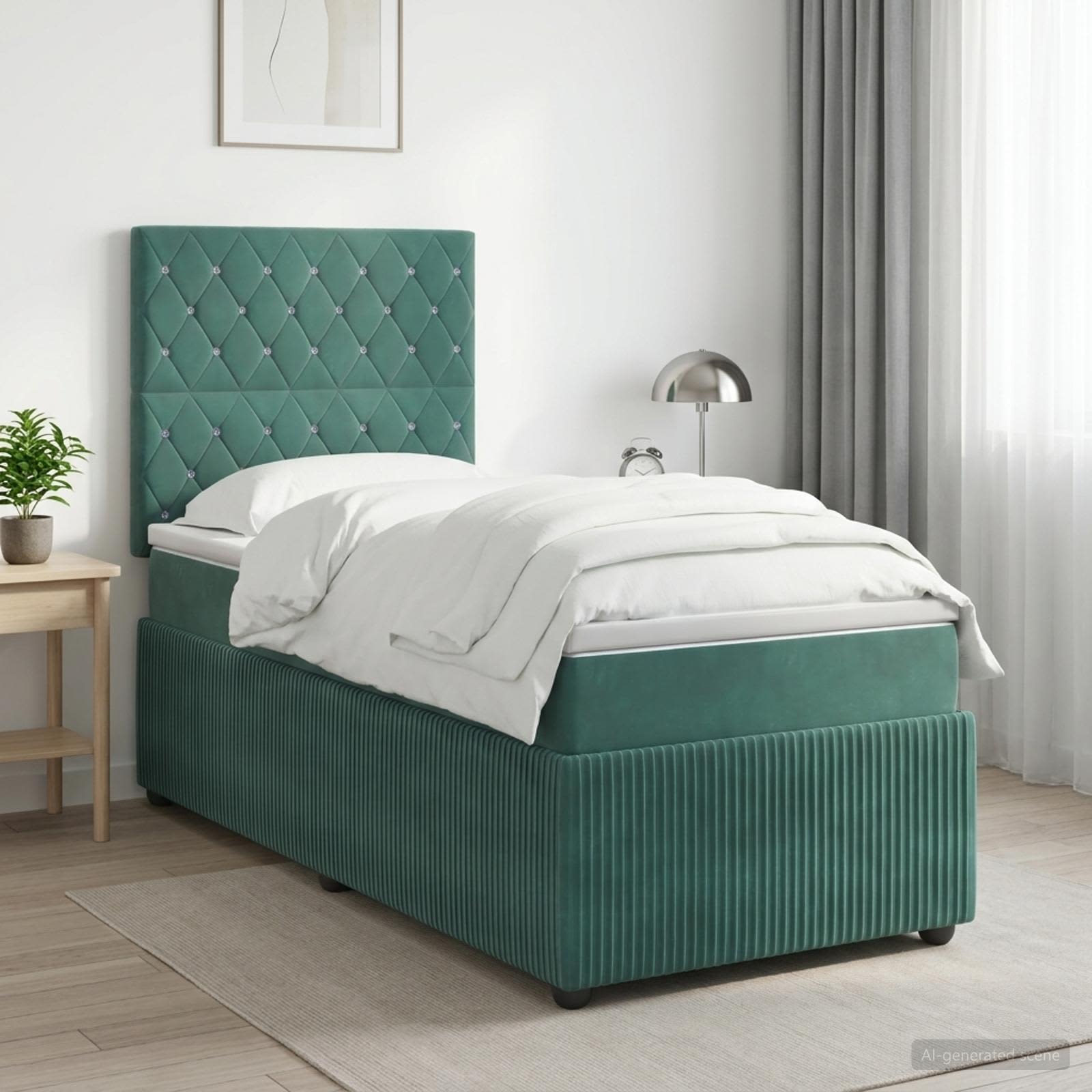 Boxspringbed met matras Donkergroen 100 x 200 cm Fluweel