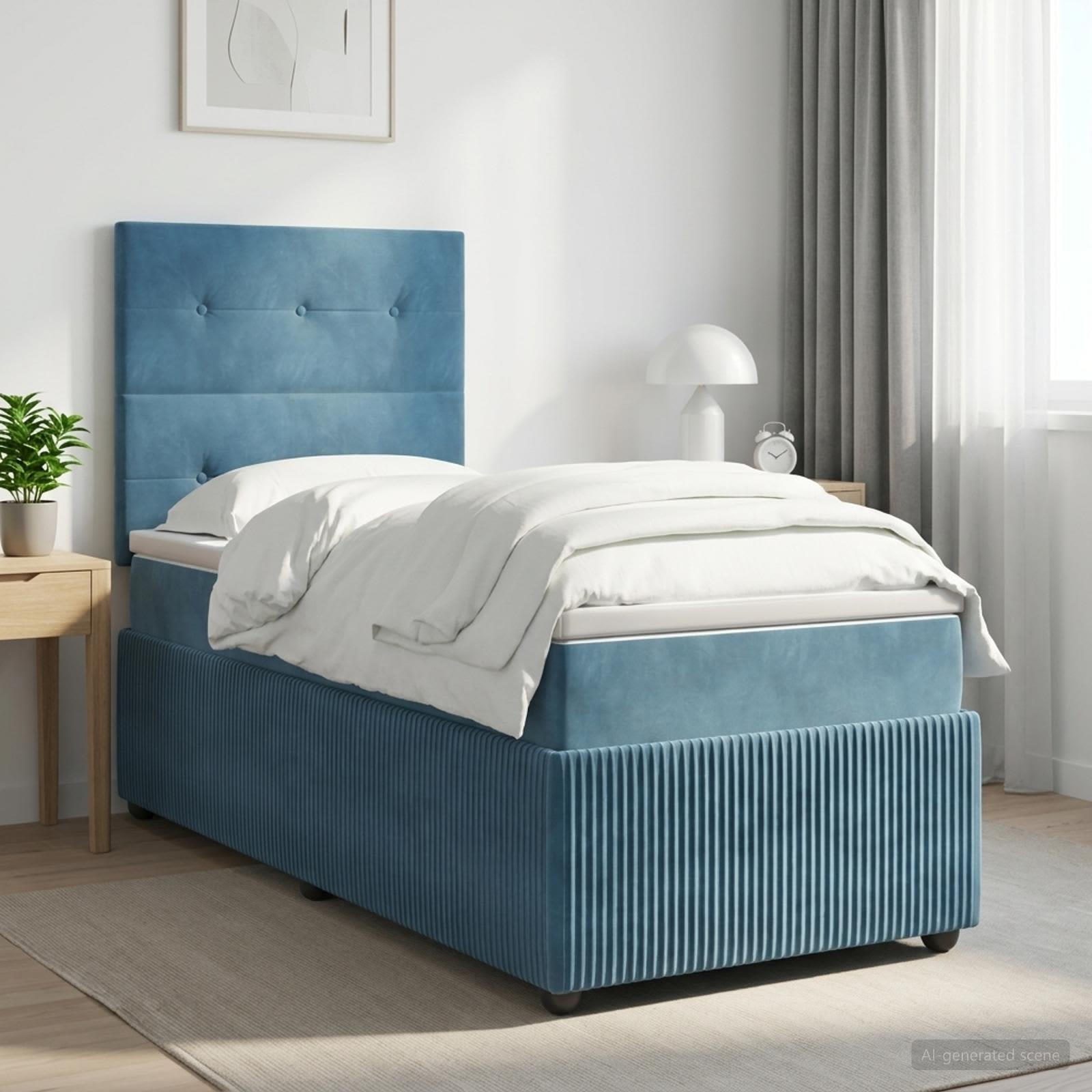 Boxspringbed met matras Blauw 100 x 200 cm Fluweel