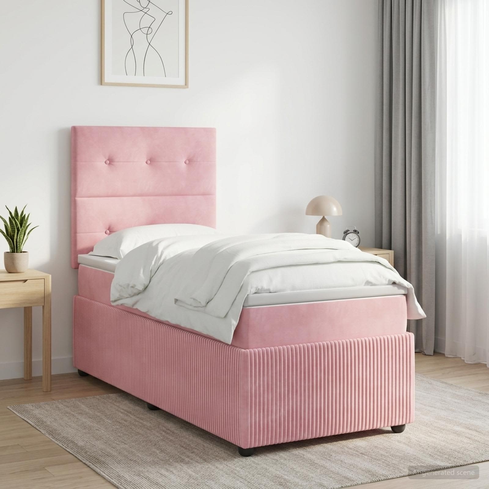Boxspringbed met matras Roze 100 x 200 cm Fluweel