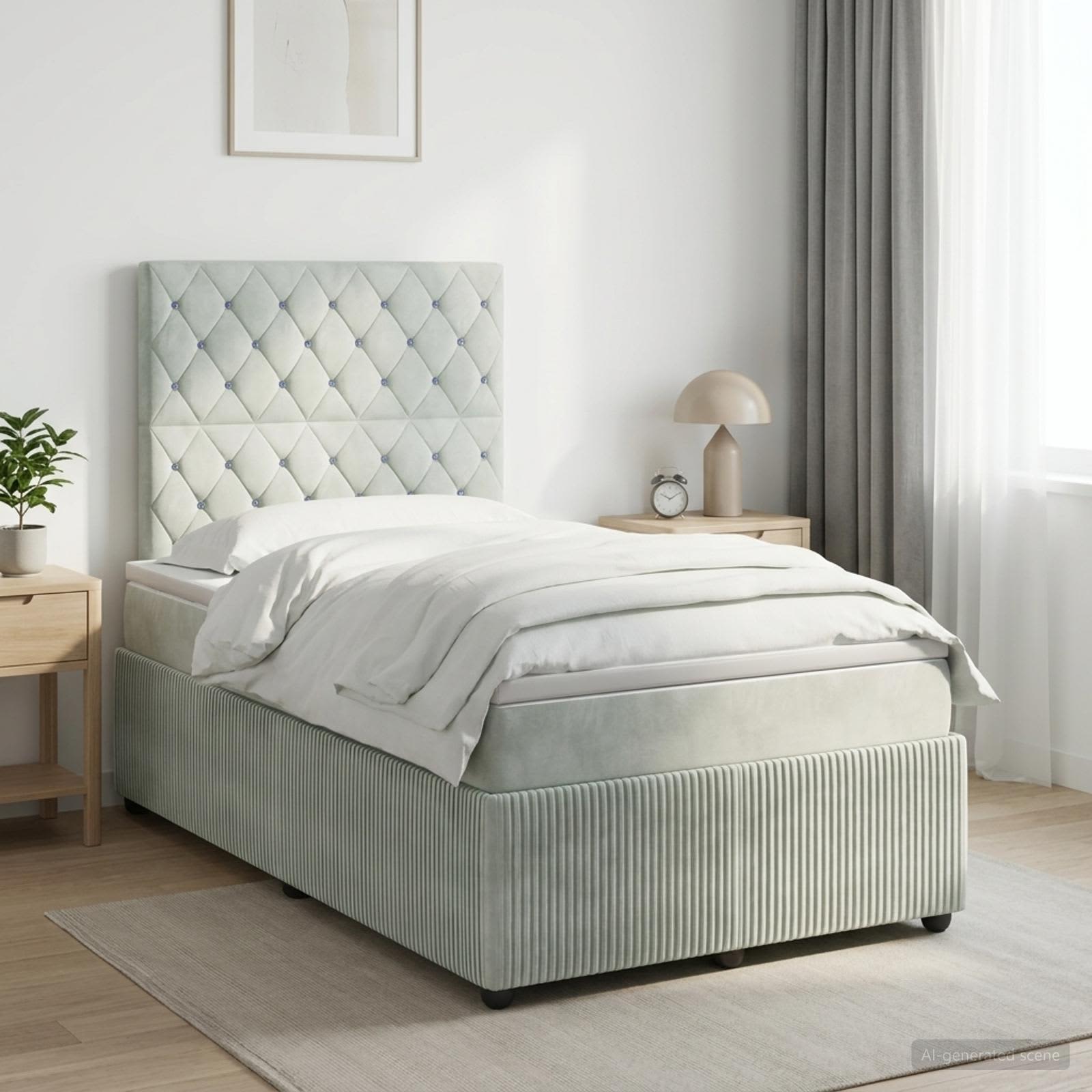 Boxspringbed met matras Lichtgrijs 120 x 190 cm Fluweel