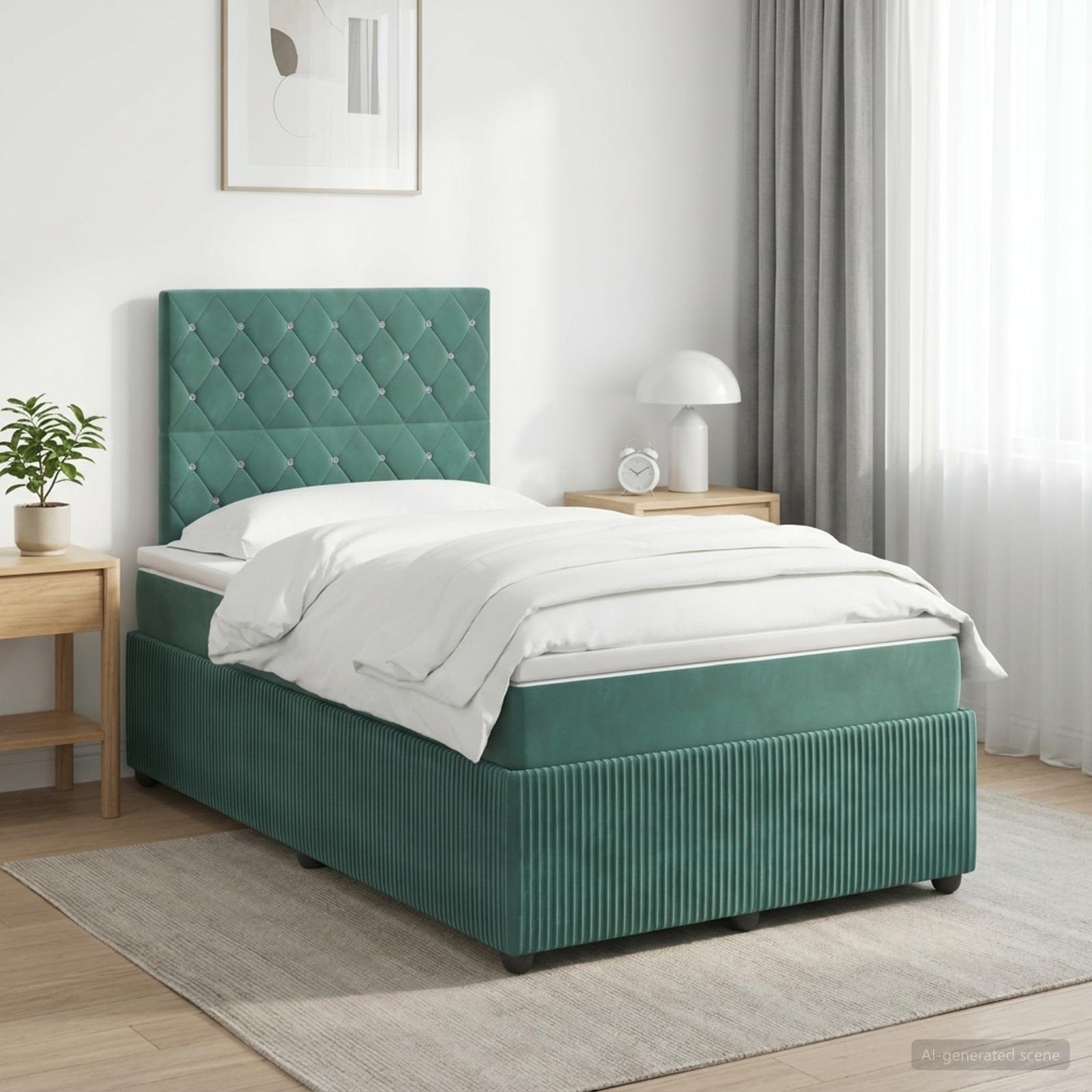 Boxspringbed met matras Donkergroen 120 x 190 cm Fluweel