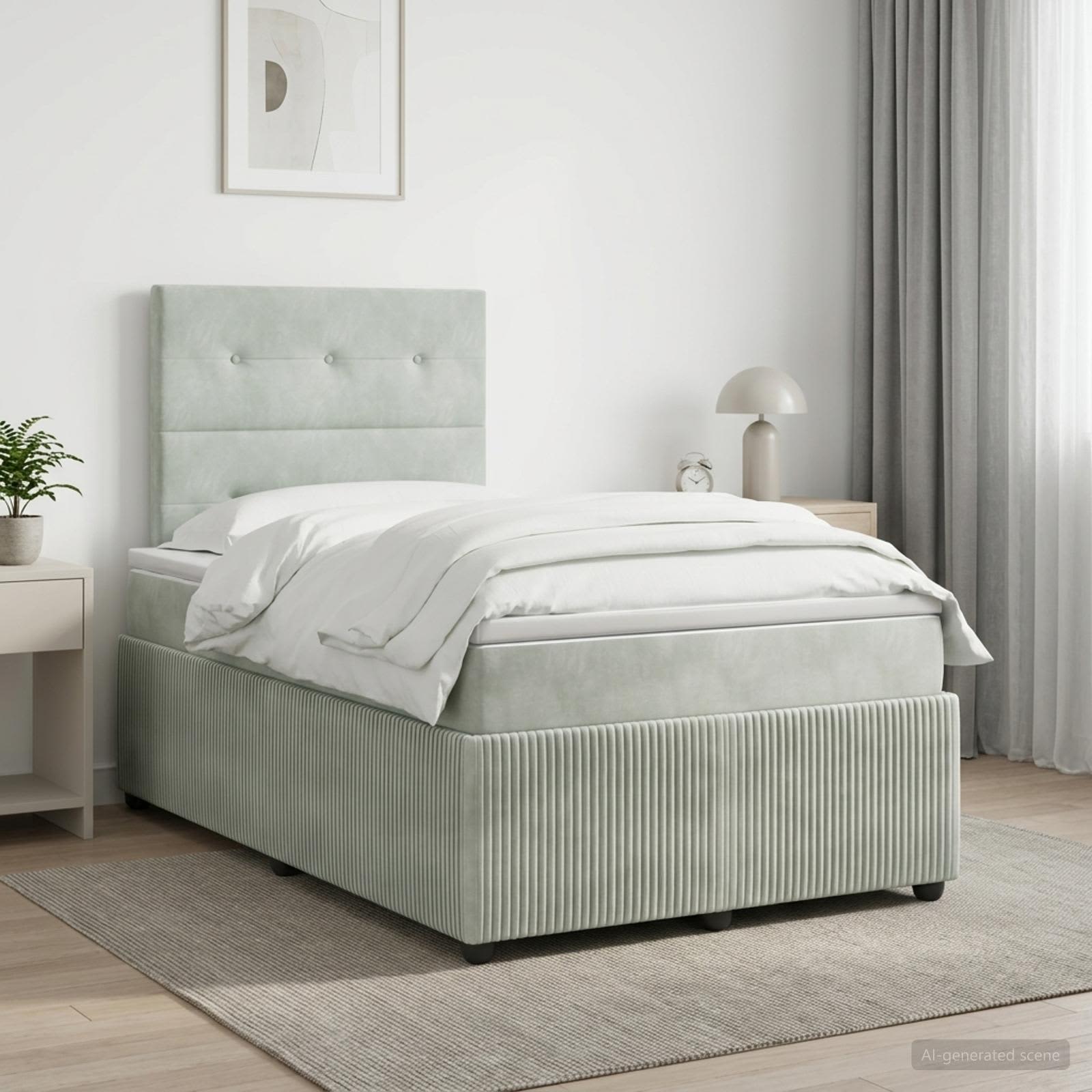 Boxspringbed met matras Lichtgrijs 120 x 190 cm Fluweel