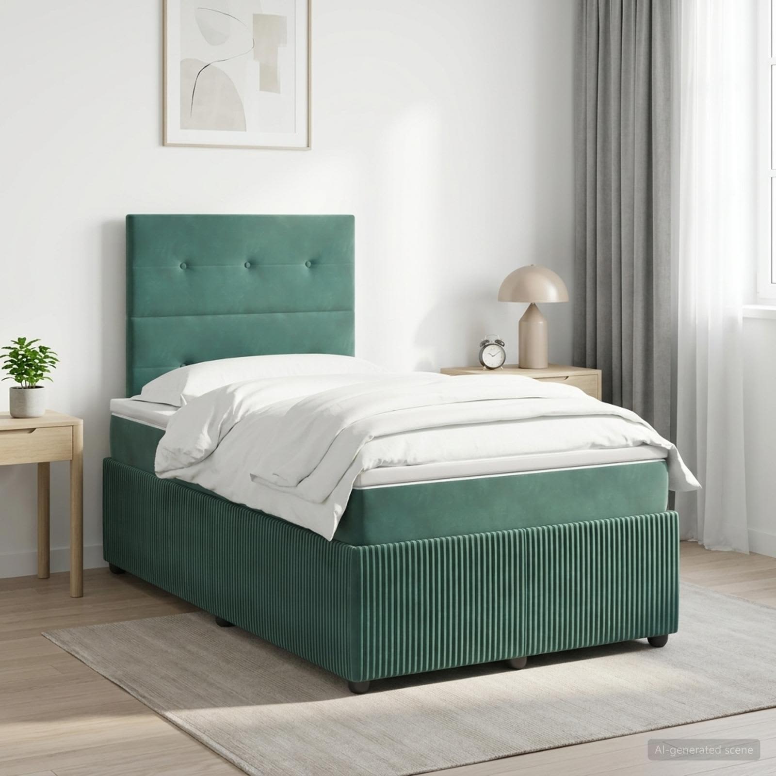 Boxspringbed met matras Donkergroen 120 x 190 cm Fluweel