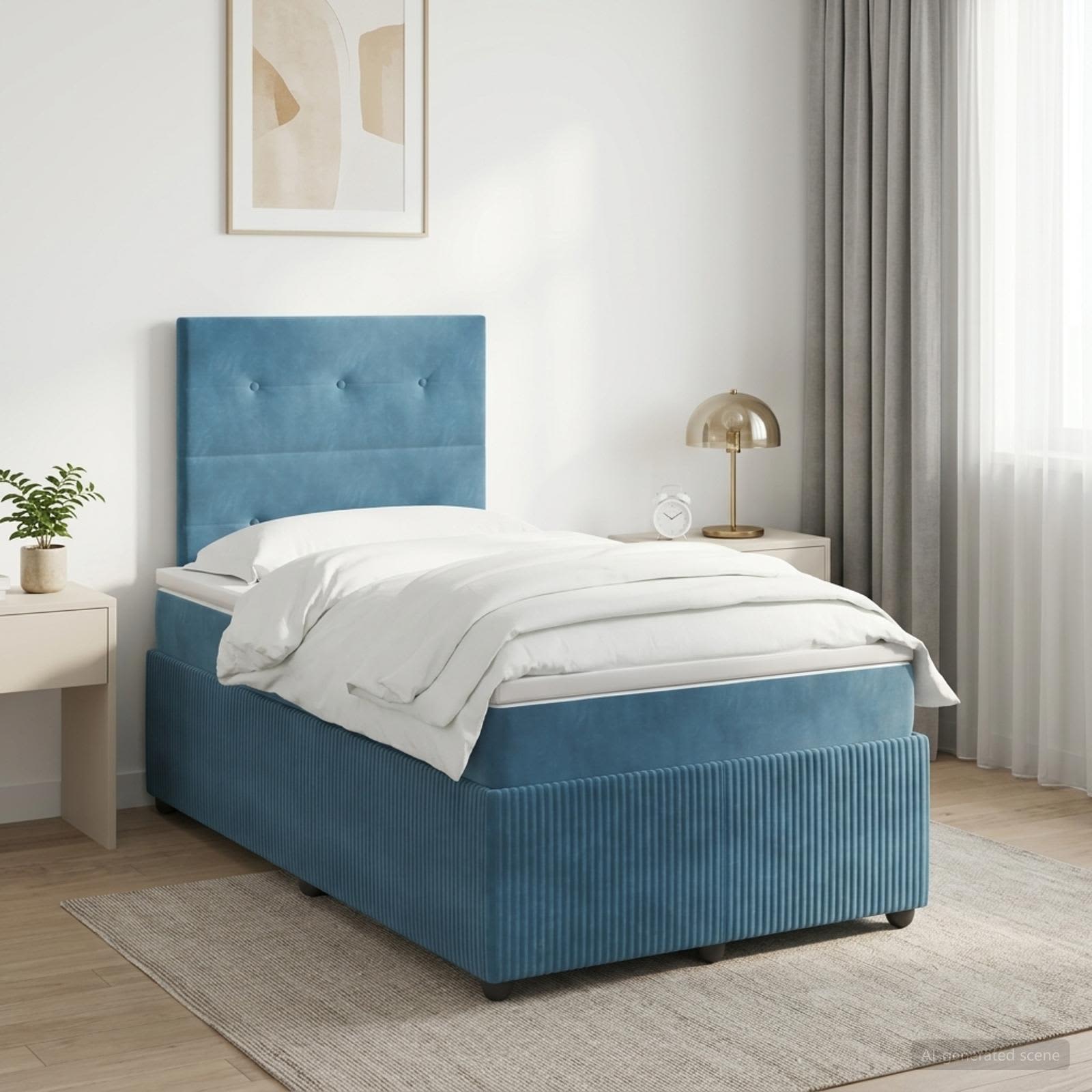 Boxspringbed met matras Blauw 120 x 190 cm Fluweel
