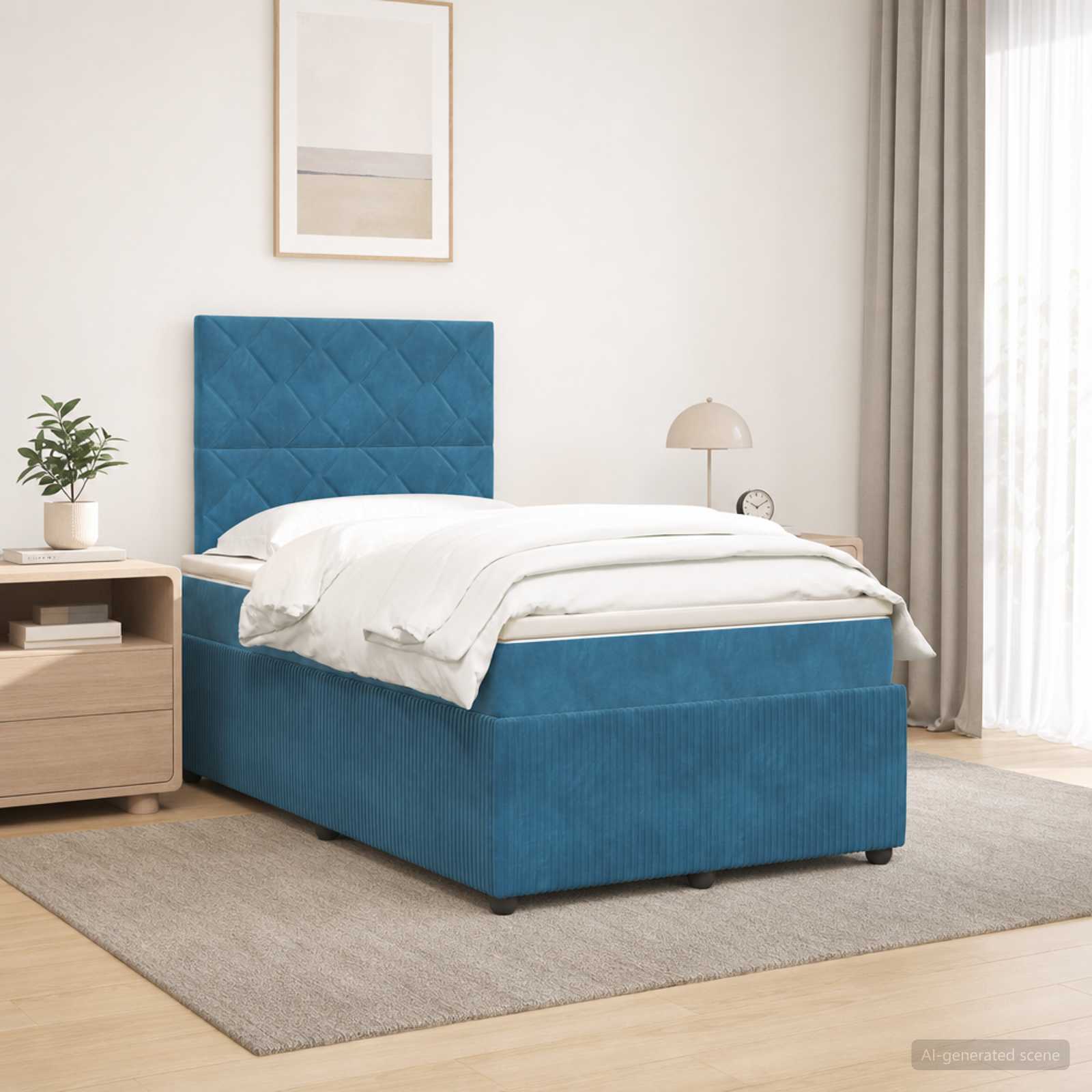 Boxspringbed met matras Blauw 120 x 190 cm Fluweel