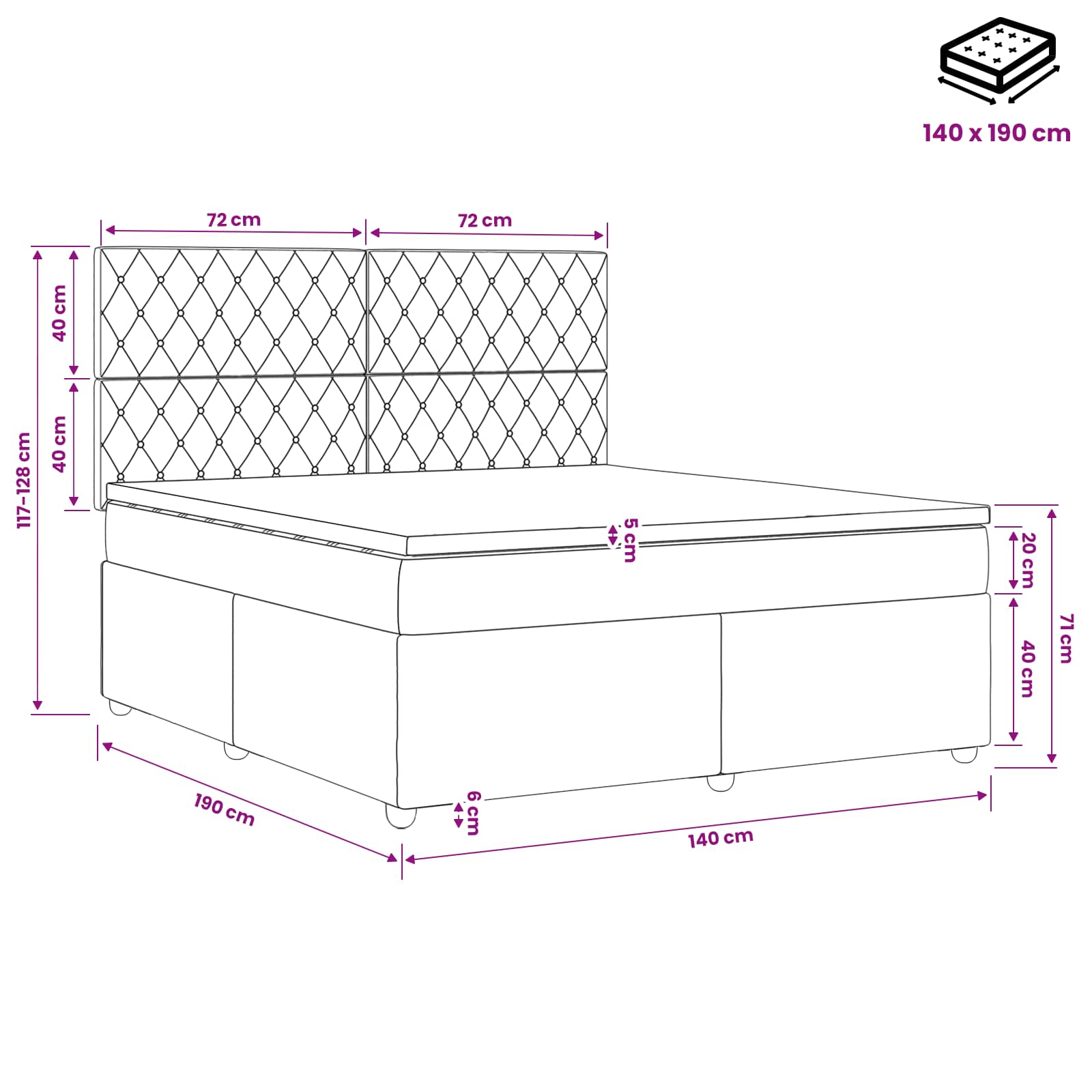 Boxspringbed met matras Lichtgrijs 140 x 190 cm Fluweel – afbeelding 11