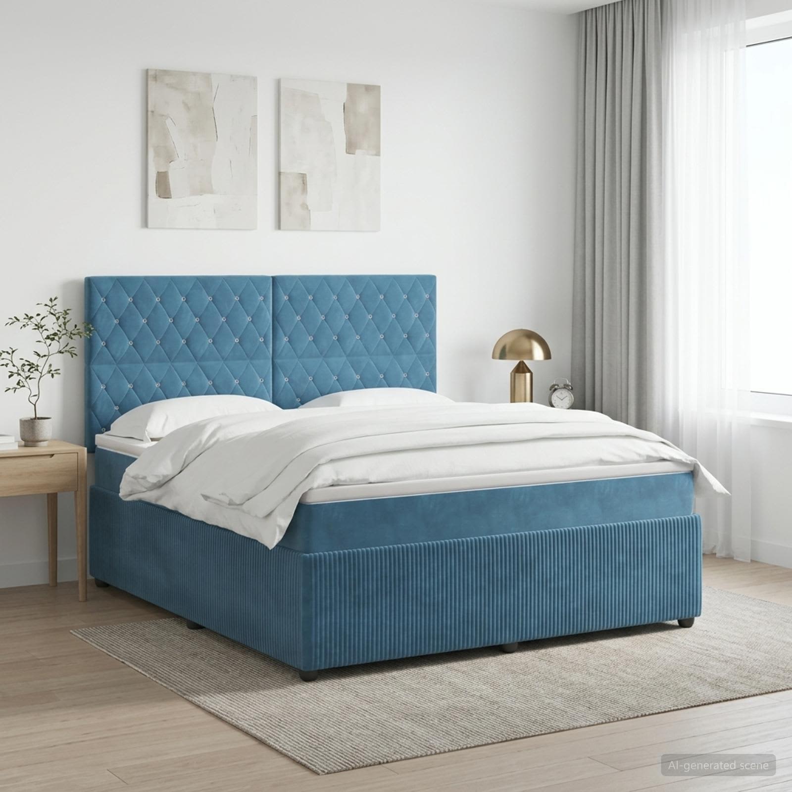 Boxspringbed met matras Blauw 140 x 190 cm Fluweel