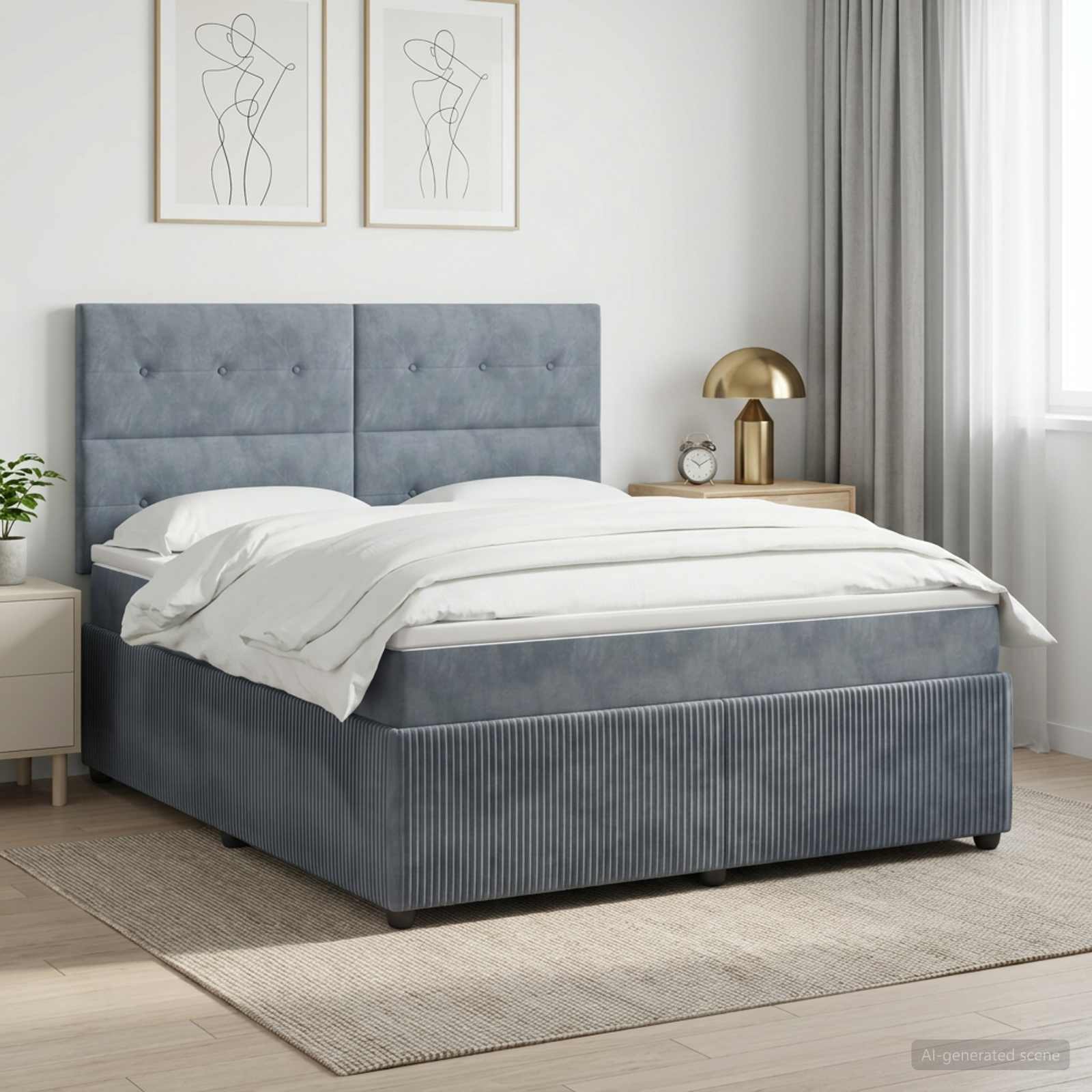 Boxspringbed met matras Donkergrijs 140 x 190 cm Fluweel