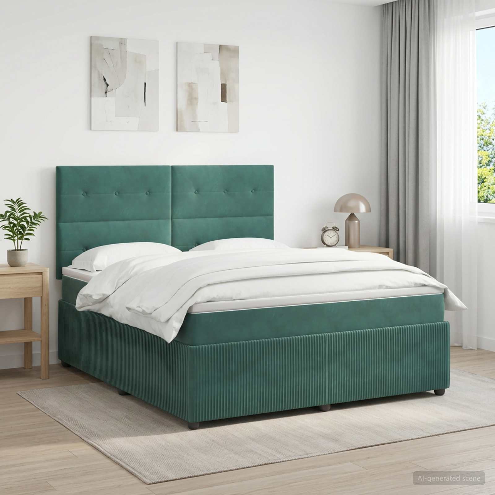 Boxspringbed met matras Donkergroen 140 x 190 cm Fluweel