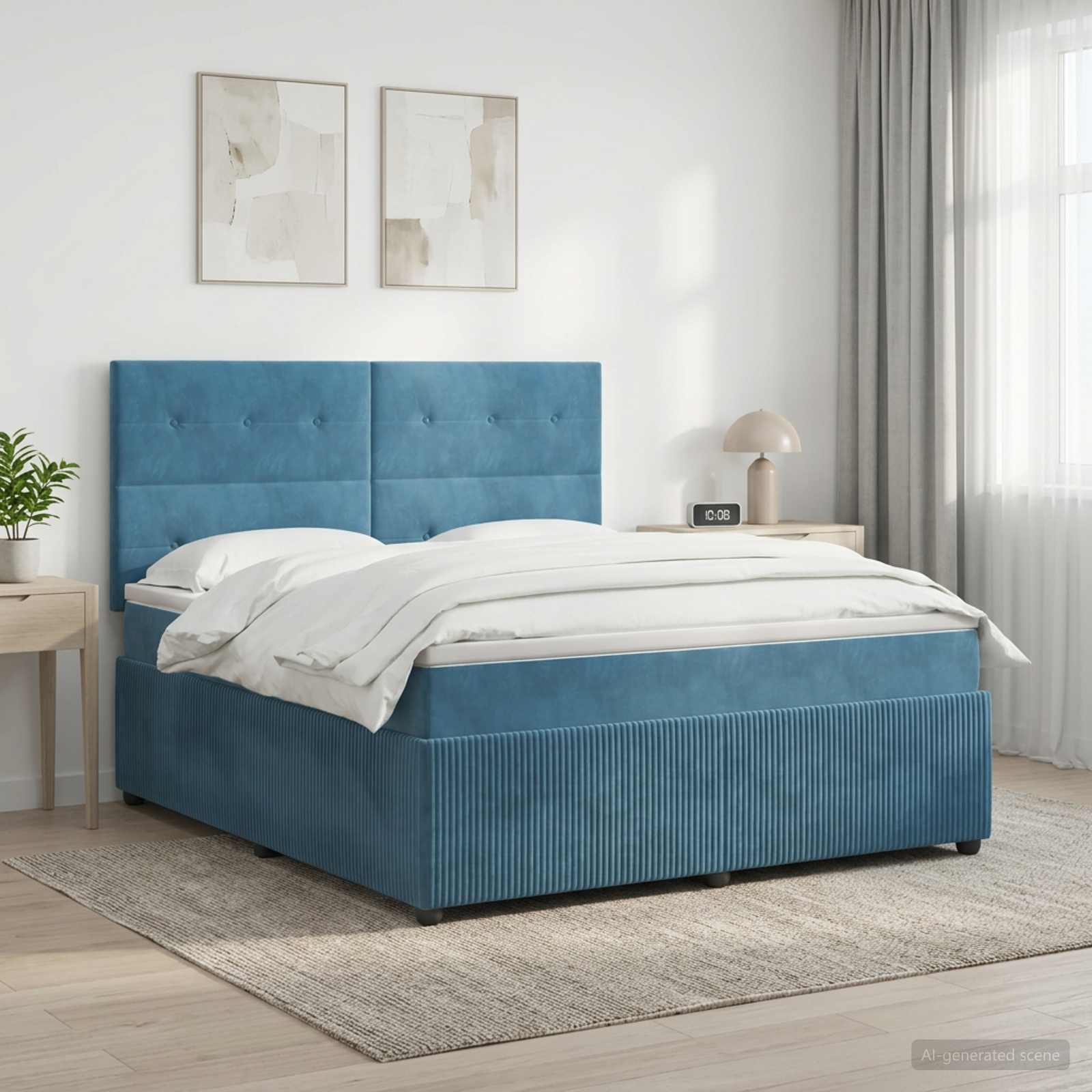 Boxspringbed met matras Blauw 140 x 190 cm Fluweel