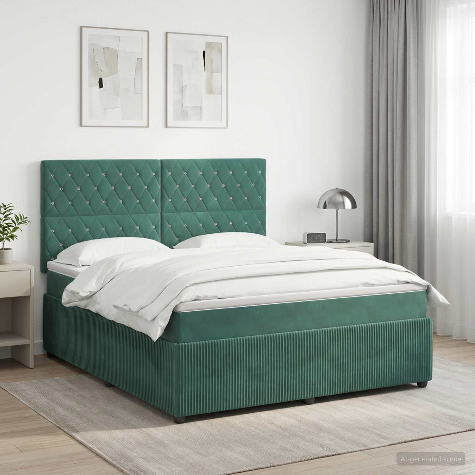 Boxspringbed met matras Donkergroen 140 x 200 cm Fluweel