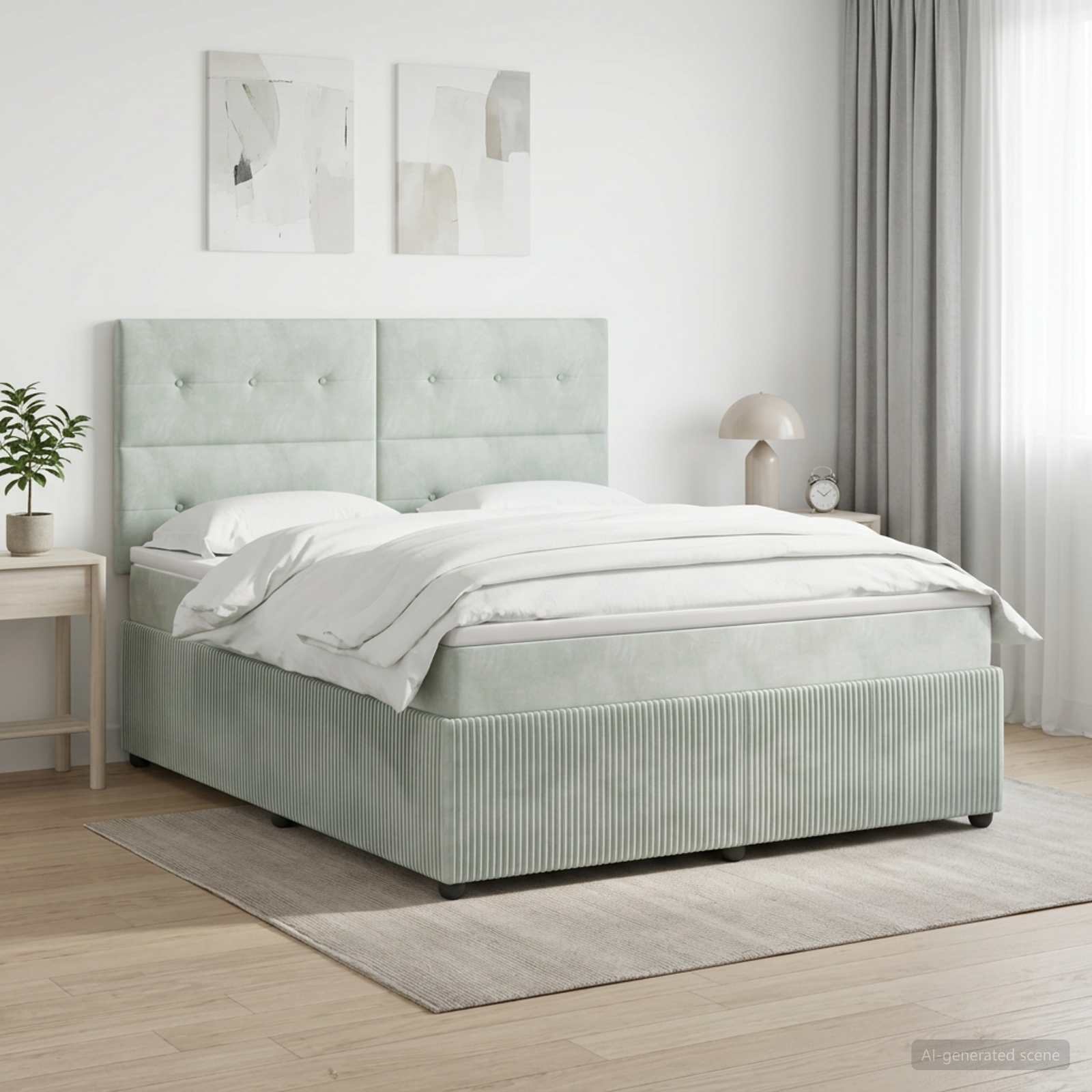 Boxspringbed met matras Lichtgrijs 140 x 200 cm Fluweel