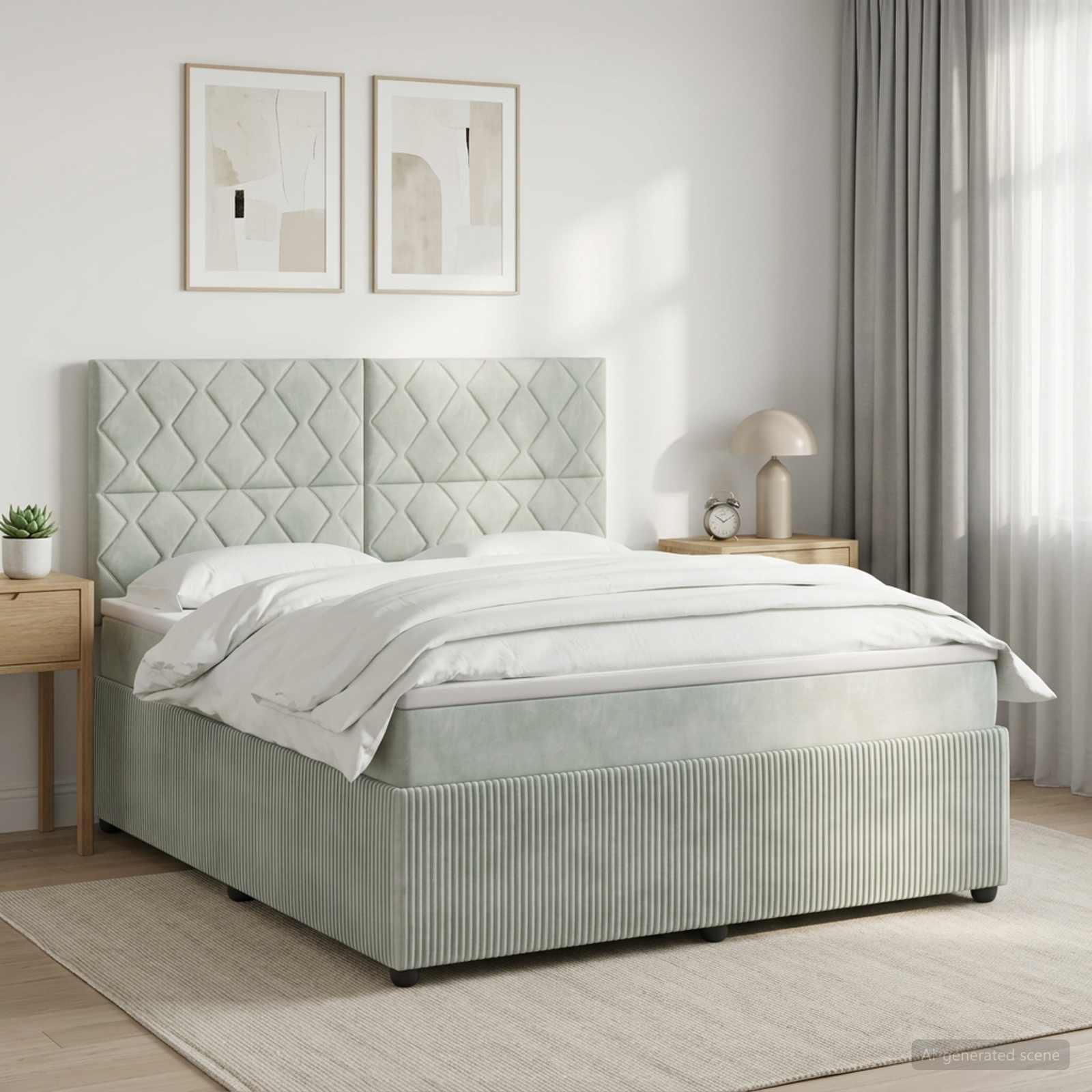 Boxspringbed met matras Lichtgrijs 140 x 200 cm Fluweel
