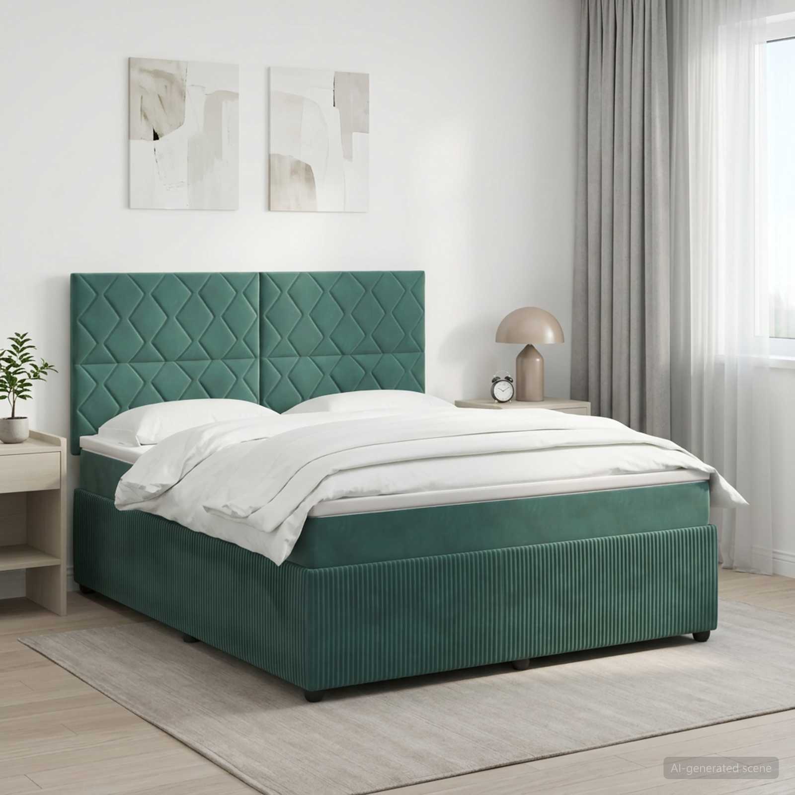 Boxspringbed met matras Donkergroen 140 x 200 cm Fluweel
