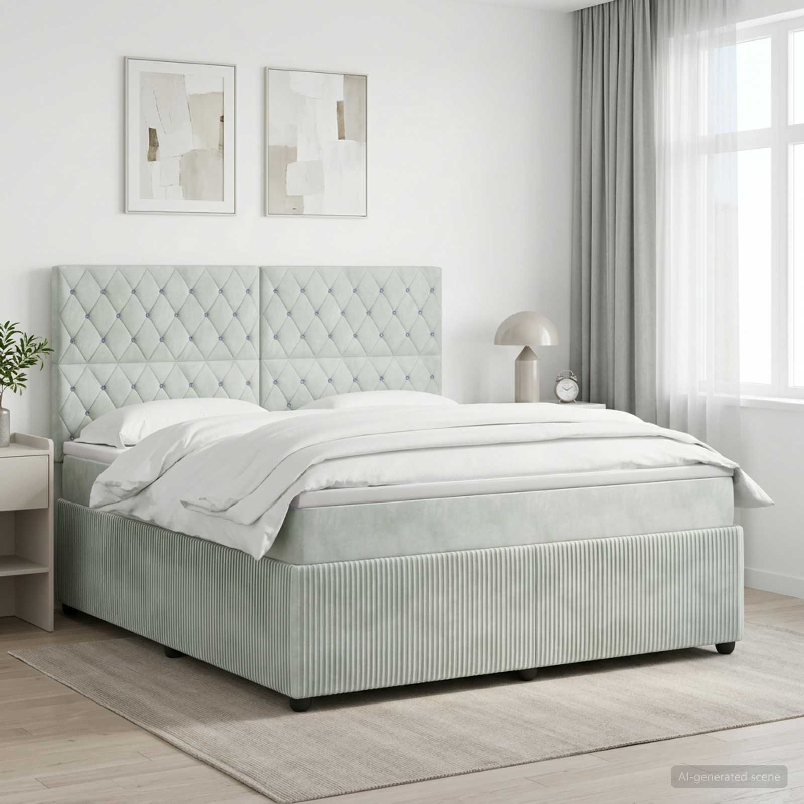 Boxspringbed met matras Lichtgrijs 160 x 200 cm Fluweel