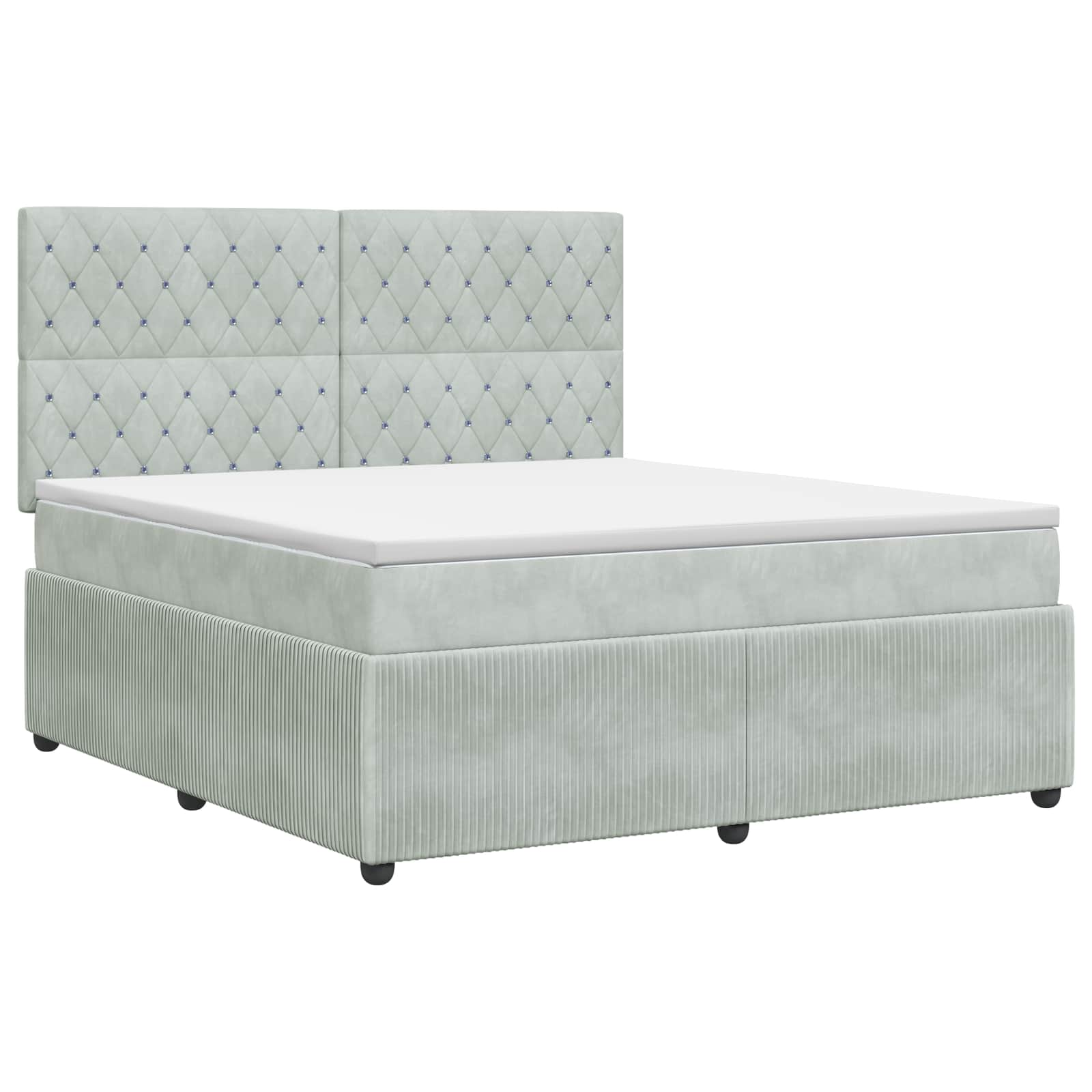 Boxspringbed met matras Lichtgrijs 160 x 200 cm Fluweel – afbeelding 2
