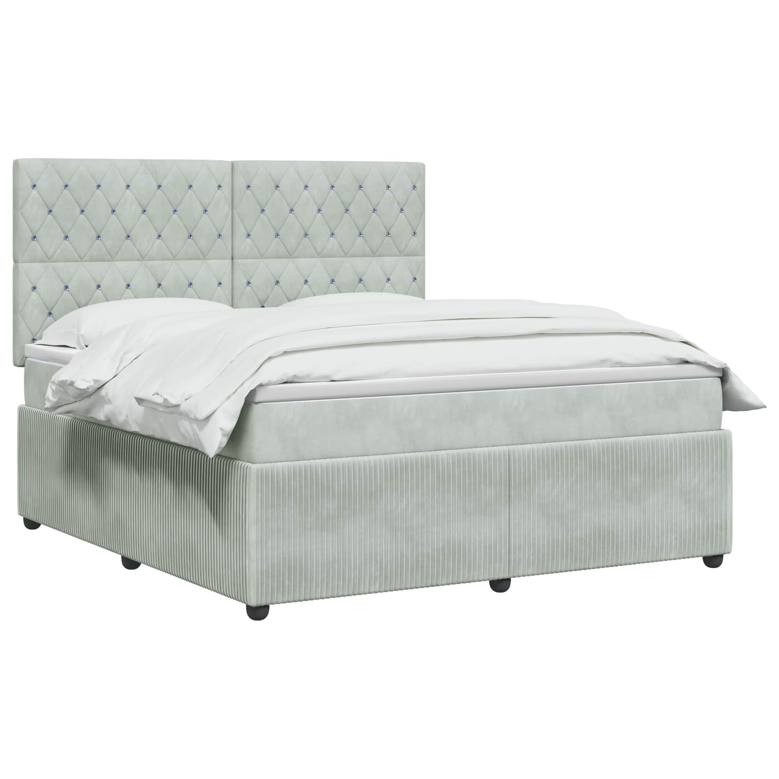 Boxspringbed met matras Lichtgrijs 160 x 200 cm Fluweel – afbeelding 3