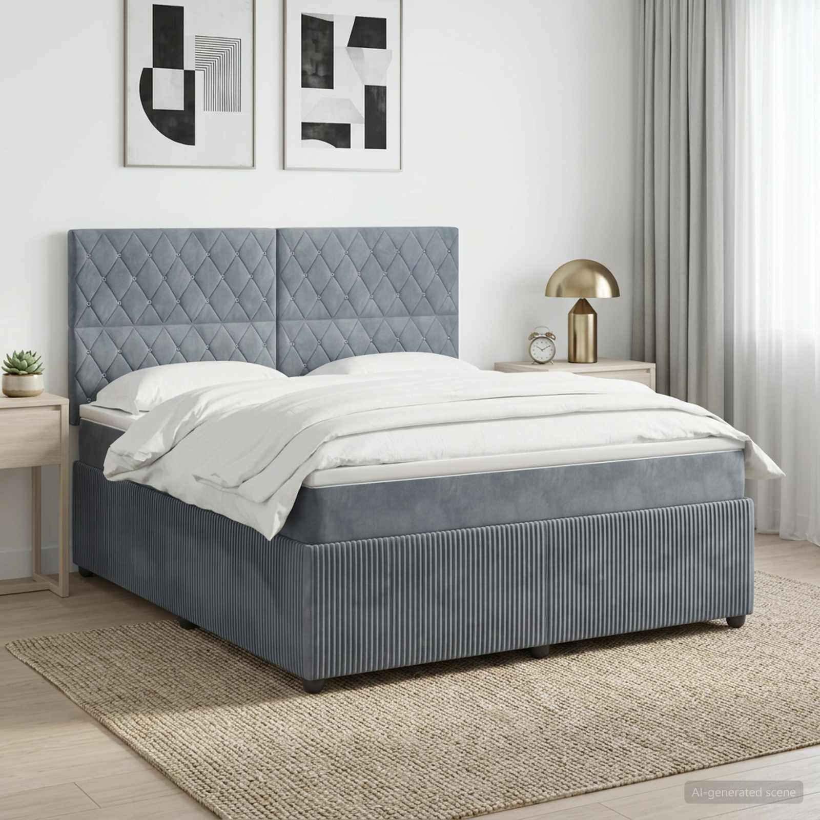 Boxspringbed met matras Donkergrijs 160 x 200 cm Fluweel