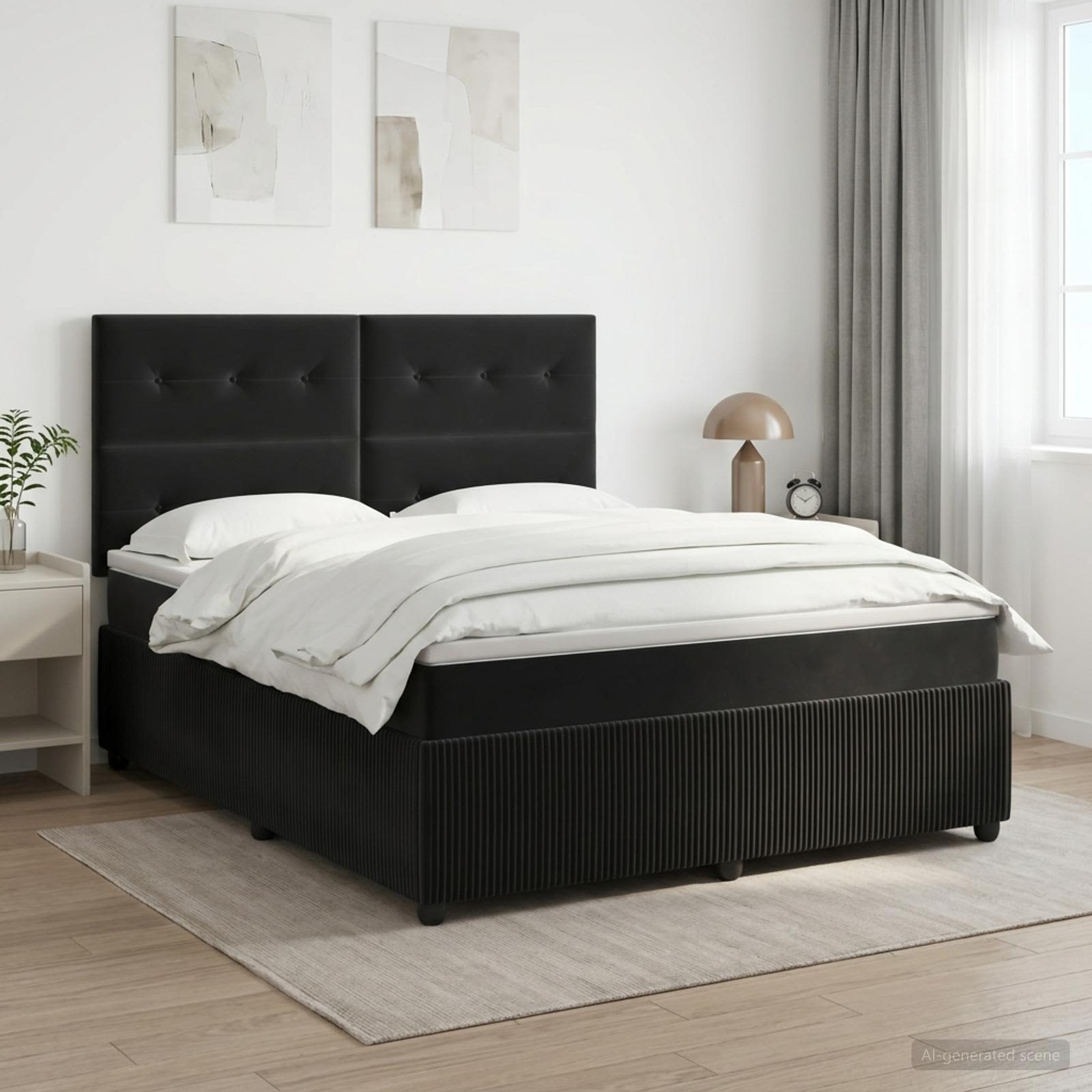 Boxspringbed met matras Zwart 160 x 200 cm Fluweel