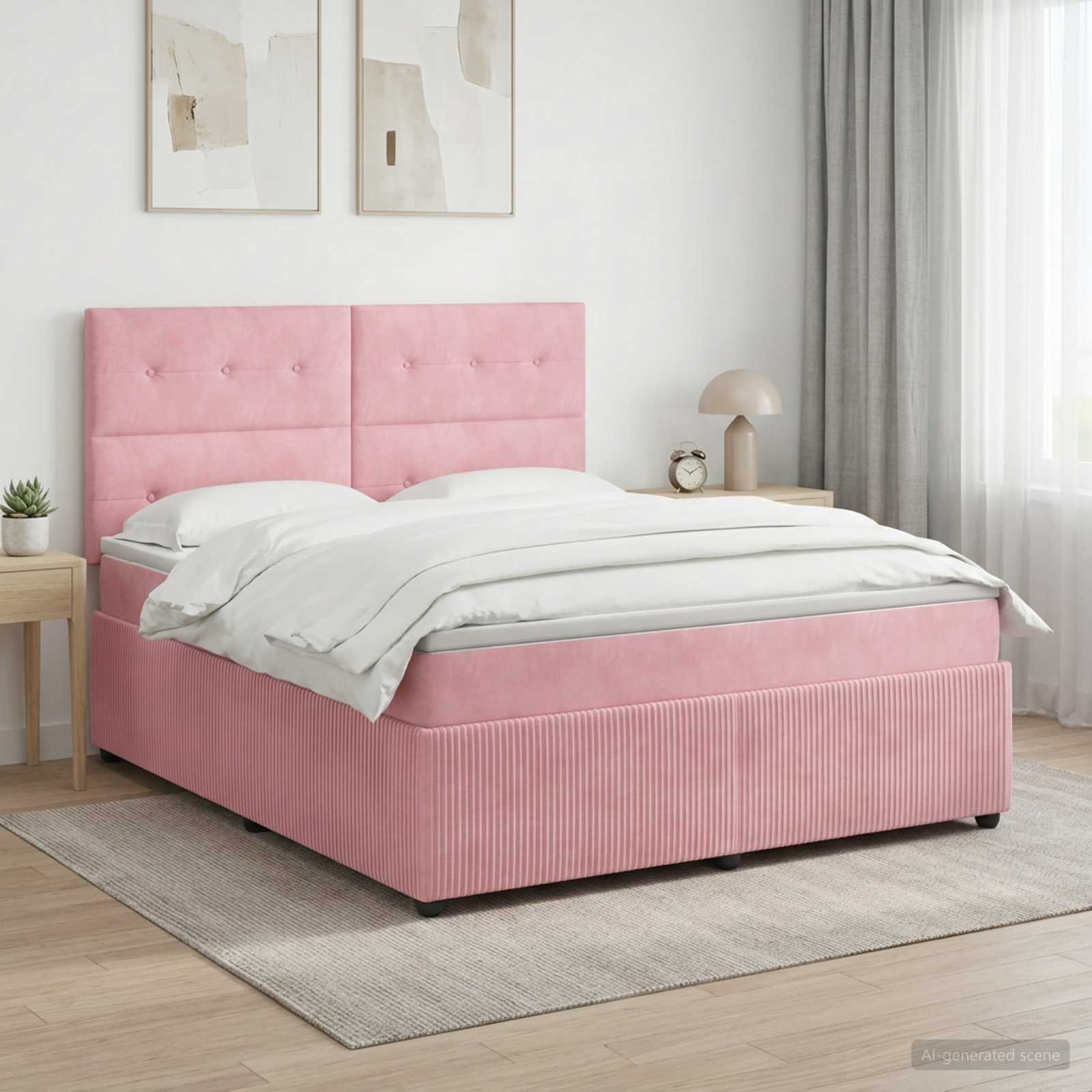 Boxspringbed met matras Roze 180 x 200 cm Fluweel