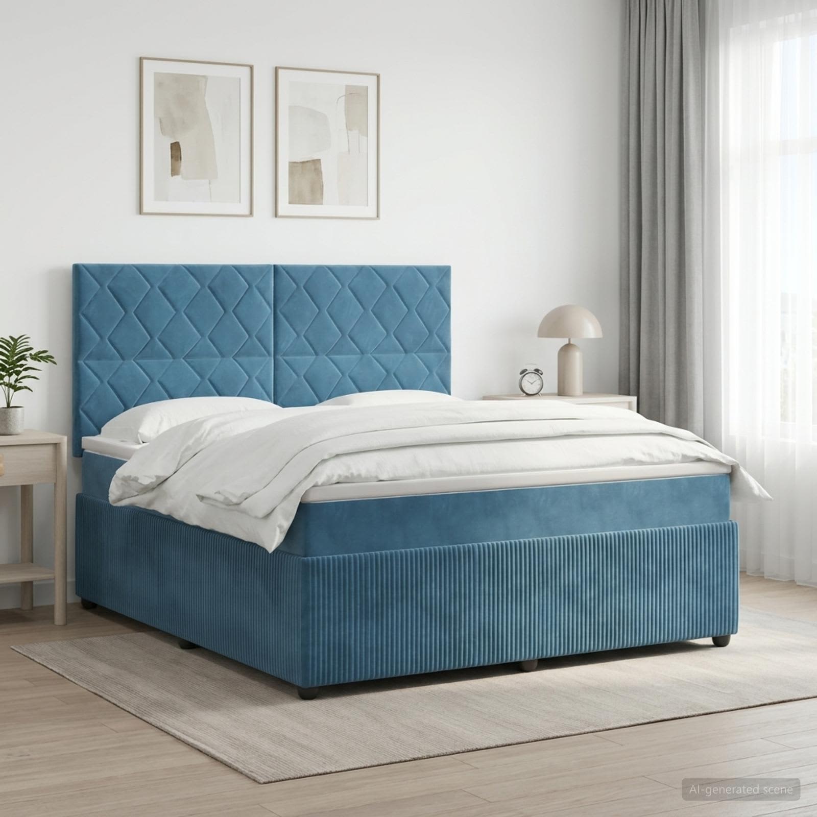Boxspringbed met matras Blauw 180 x 200 cm Fluweel