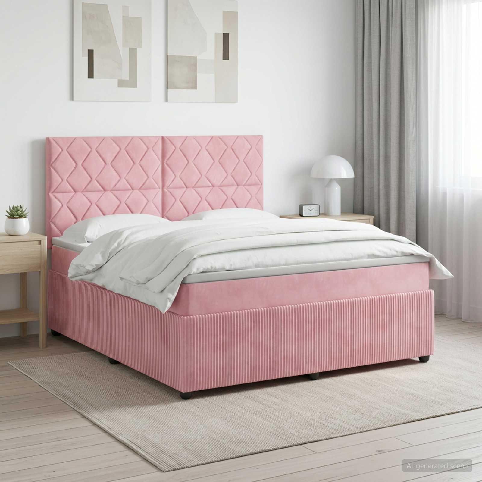 Boxspringbed met matras Roze 180 x 200 cm Fluweel – afbeelding 1