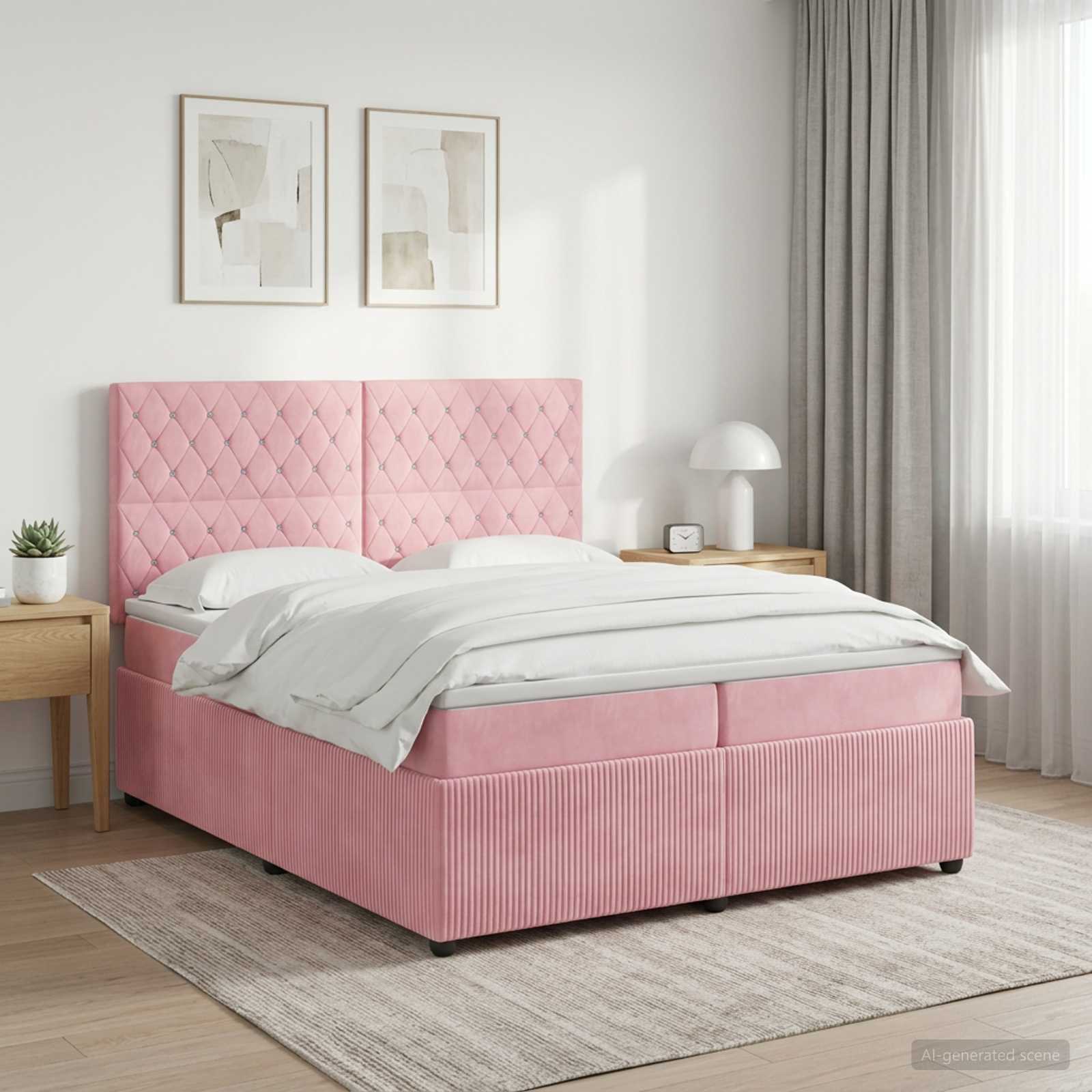 Boxspringbed met matras Roze 200 x 200 cm Fluweel