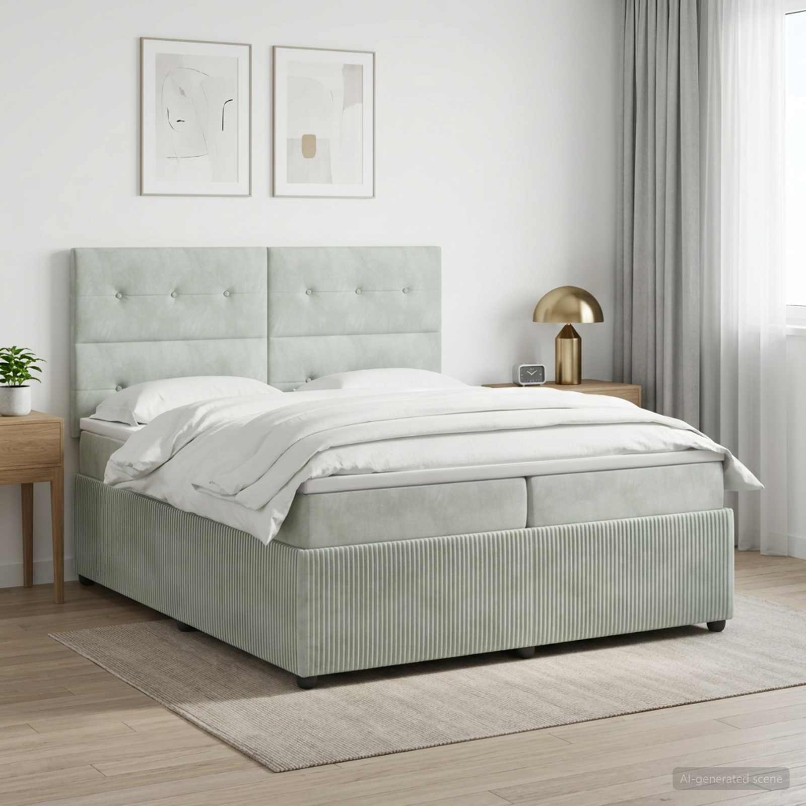 Boxspringbed met matras Lichtgrijs 200 x 200 cm Fluweel