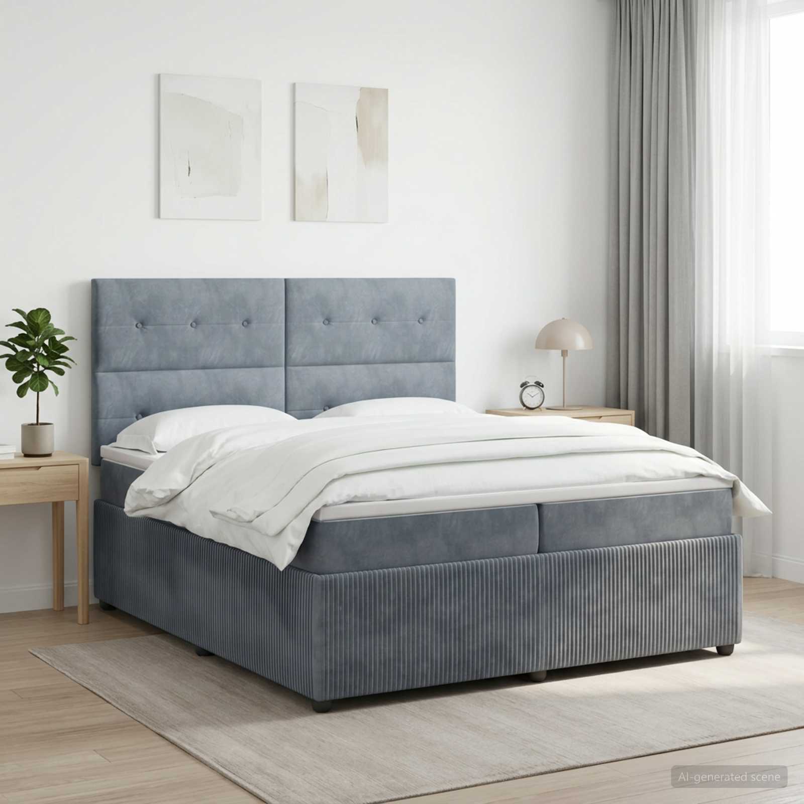 Boxspringbed met matras Donkergrijs 200 x 200 cm Fluweel
