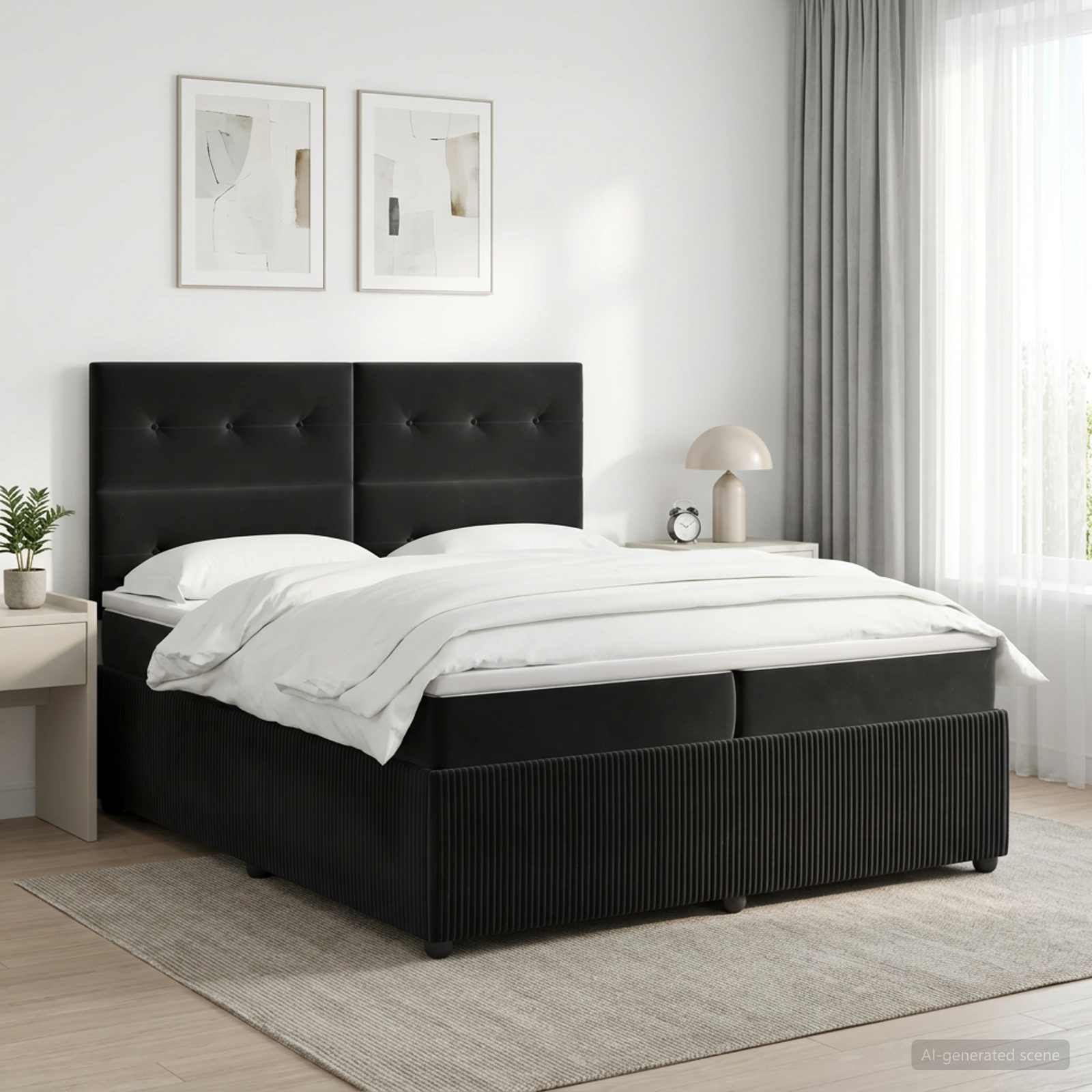 Boxspringbed met matras Zwart 200 x 200 cm Fluweel
