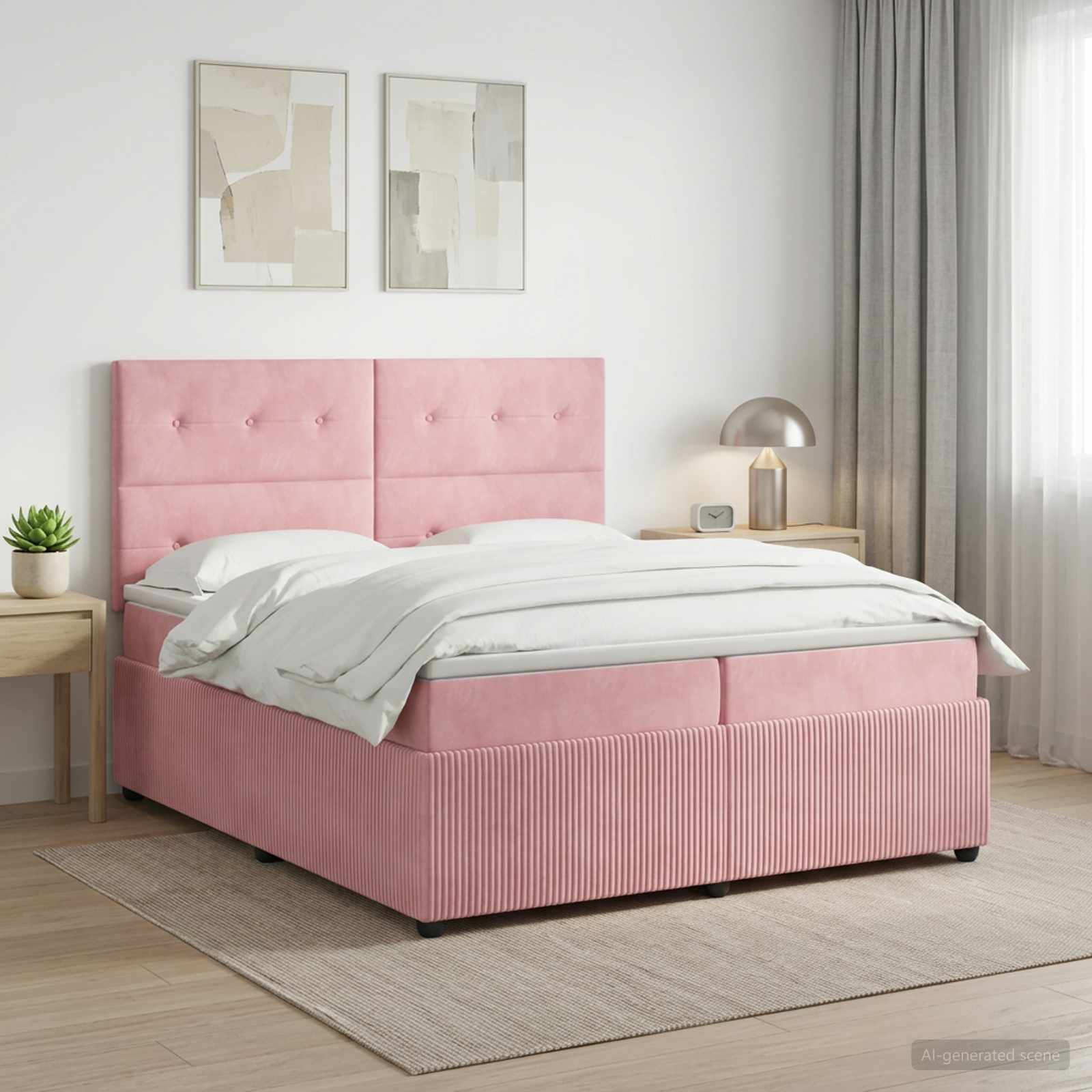 Boxspringbed met matras Roze 200 x 200 cm Fluweel