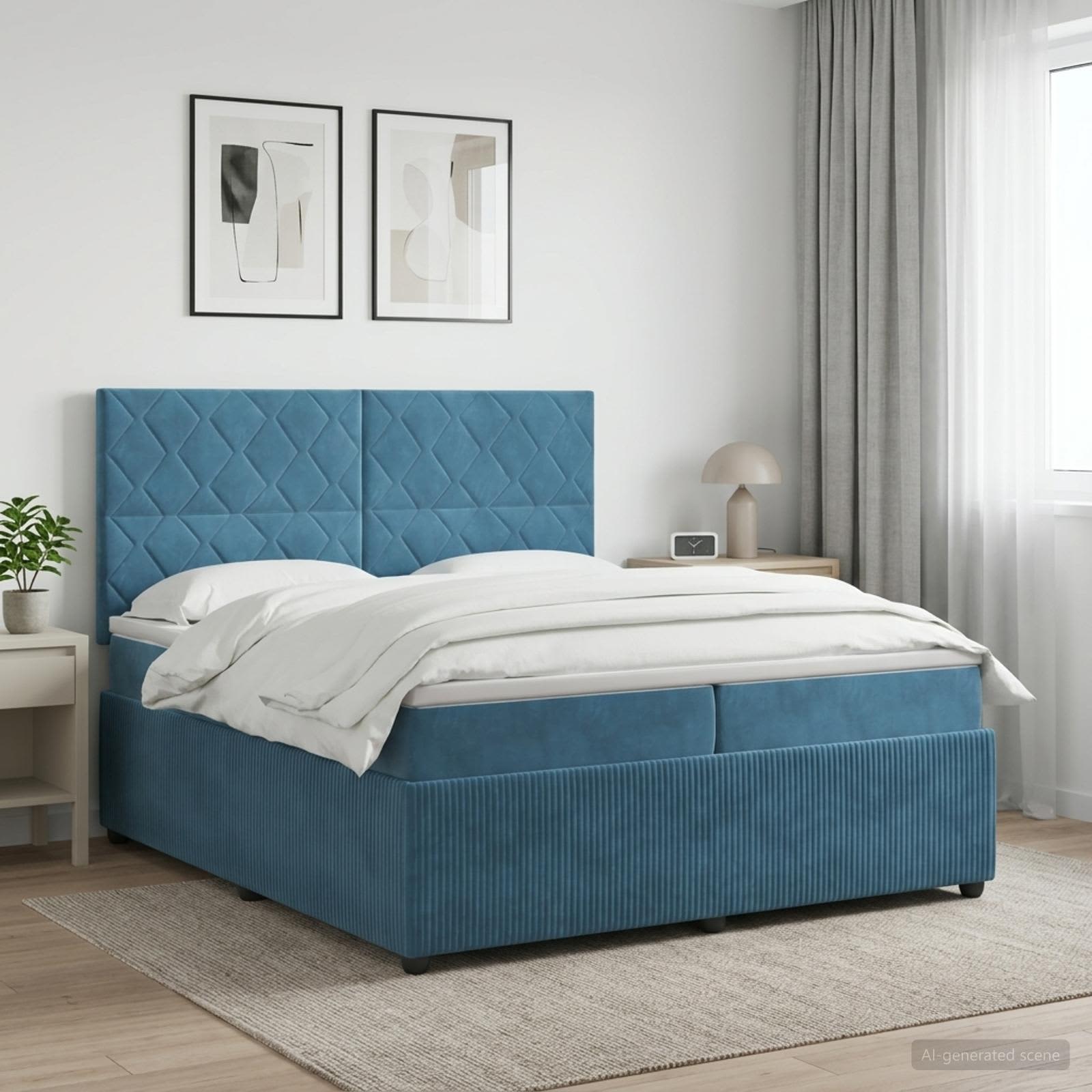 Boxspringbed met matras Blauw 200 x 200 cm Fluweel
