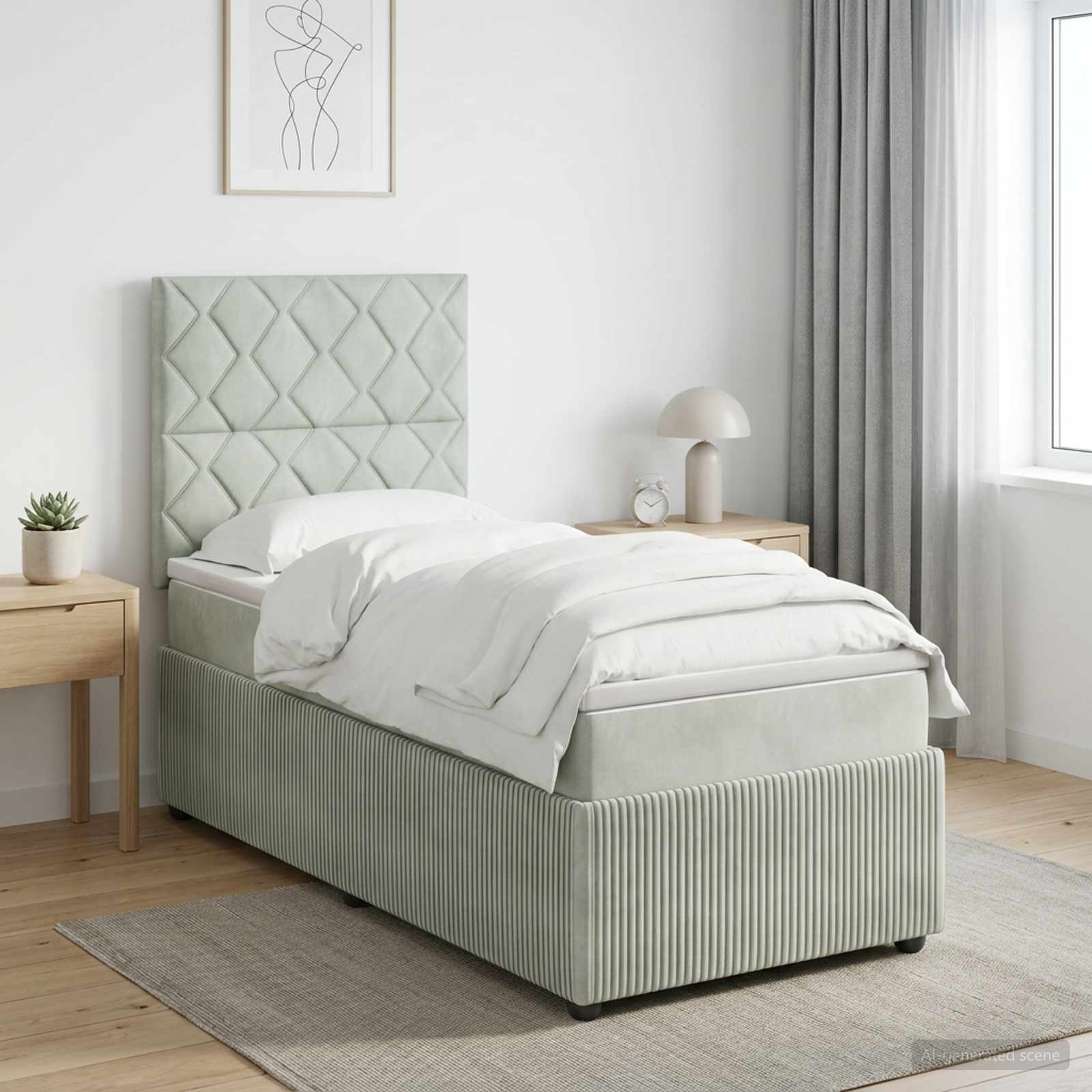 Boxspringbed met matras met hoofdeinde Lichtgrijs Enkel Fluweel
